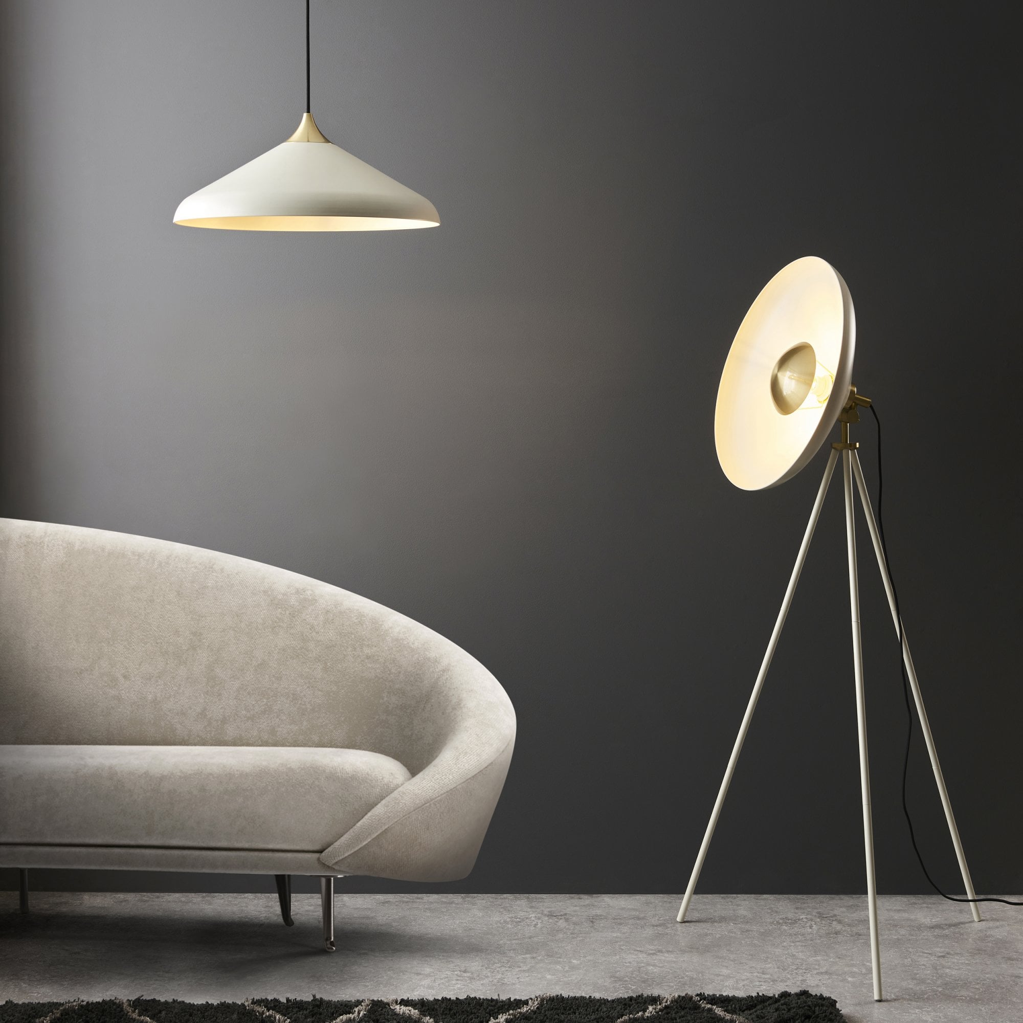 Utopia Satellite Coned Floor Light - Brushed Brass Plate & Warm White
