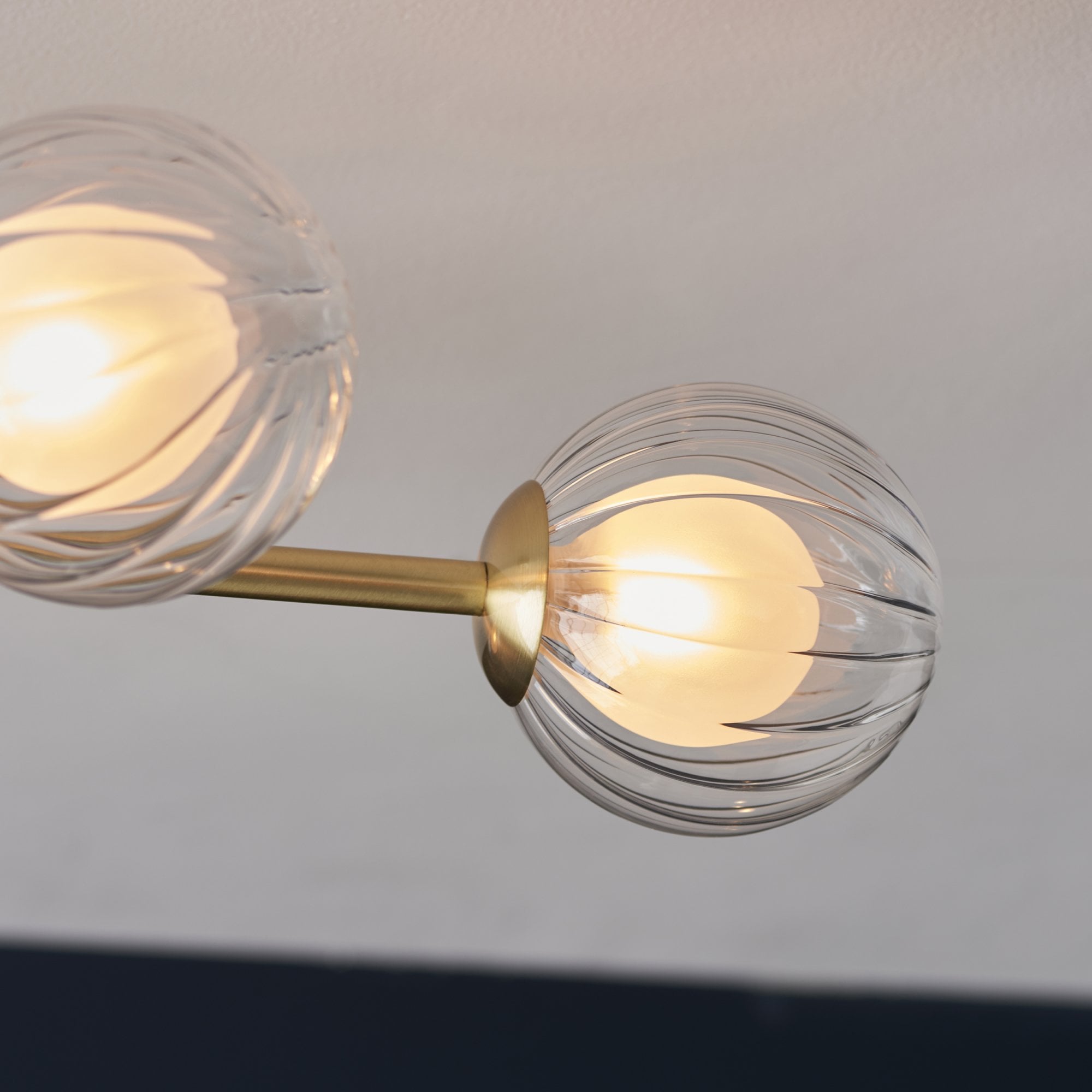 Utopia Matrix Round 6 Light Ceiling Semi Flush - Satin Brass & Glass