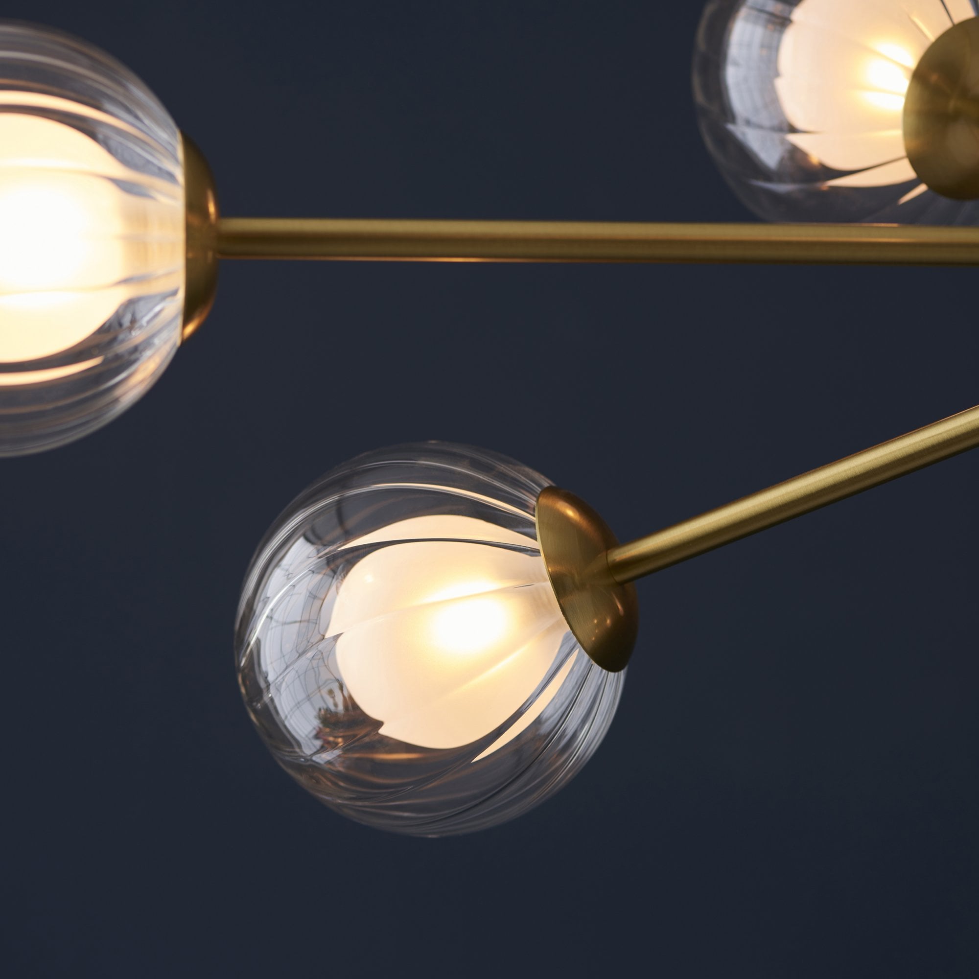 Utopia Matrix Round 9 Light Ceiling Semi Flush - Satin Brass & Glass