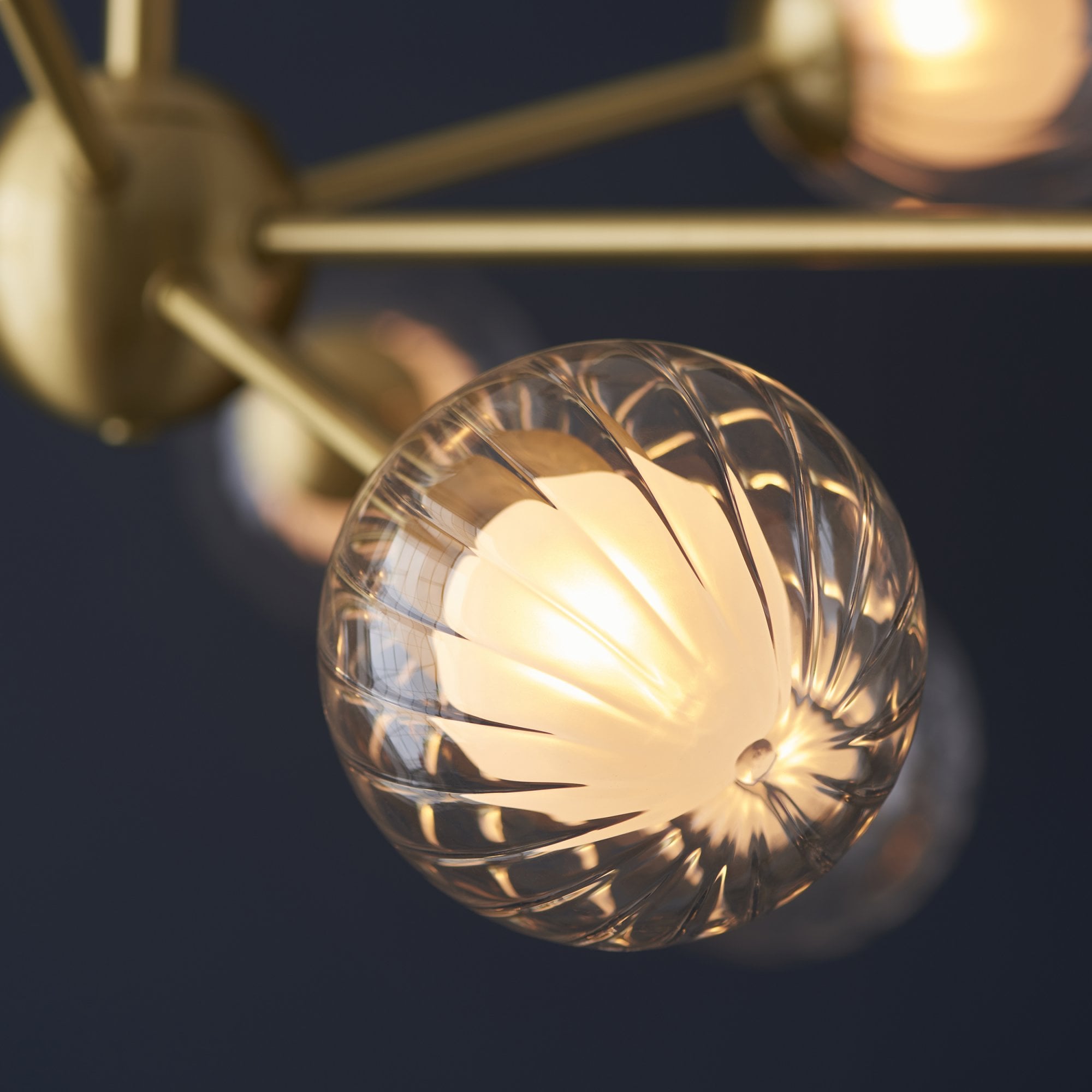 Utopia Matrix Round 9 Light Ceiling Semi Flush - Satin Brass & Glass