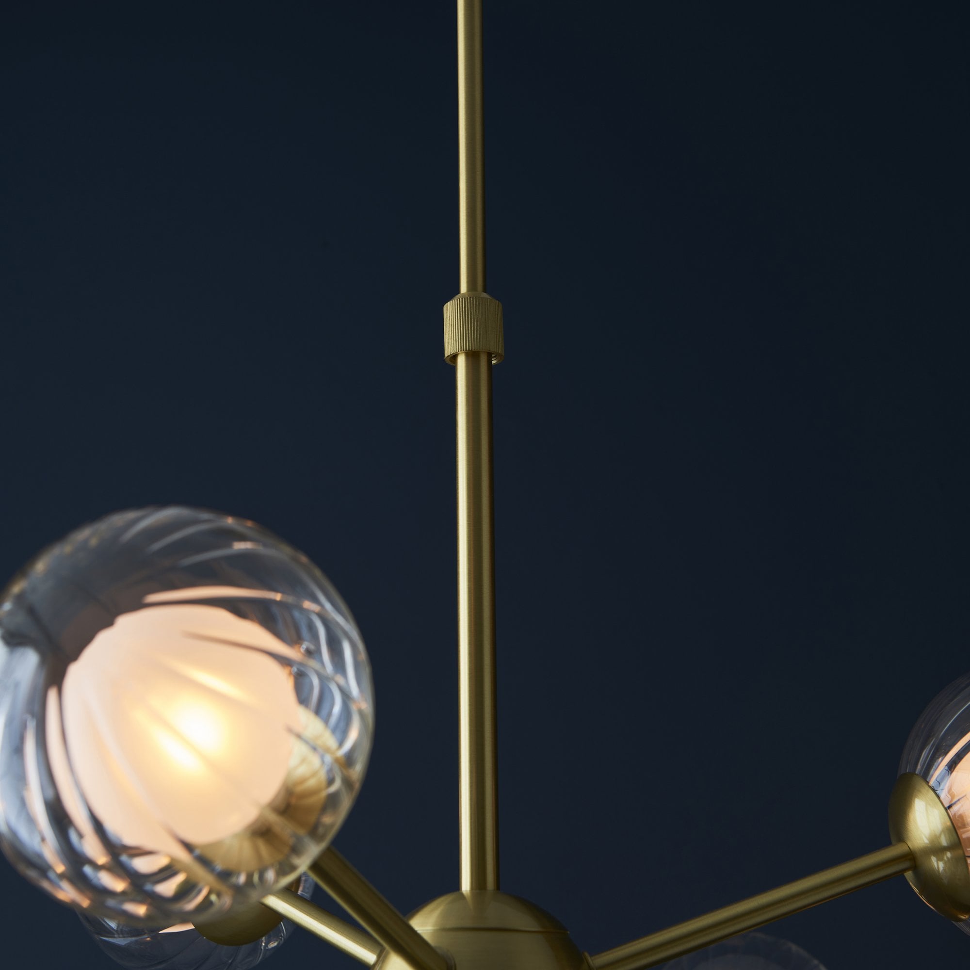 Utopia Matrix Round 9 Light Ceiling Semi Flush - Satin Brass & Glass