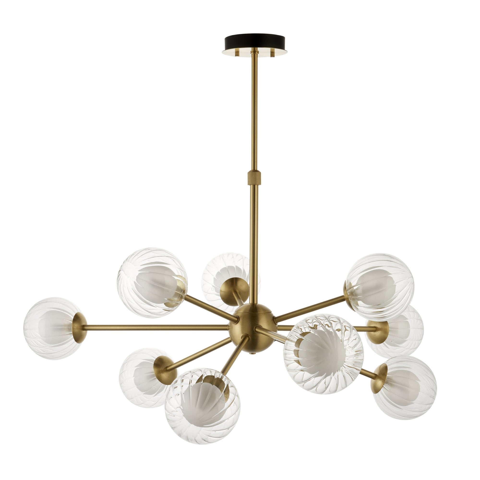 Utopia Matrix Round 9 Light Ceiling Semi Flush - Satin Brass & Glass