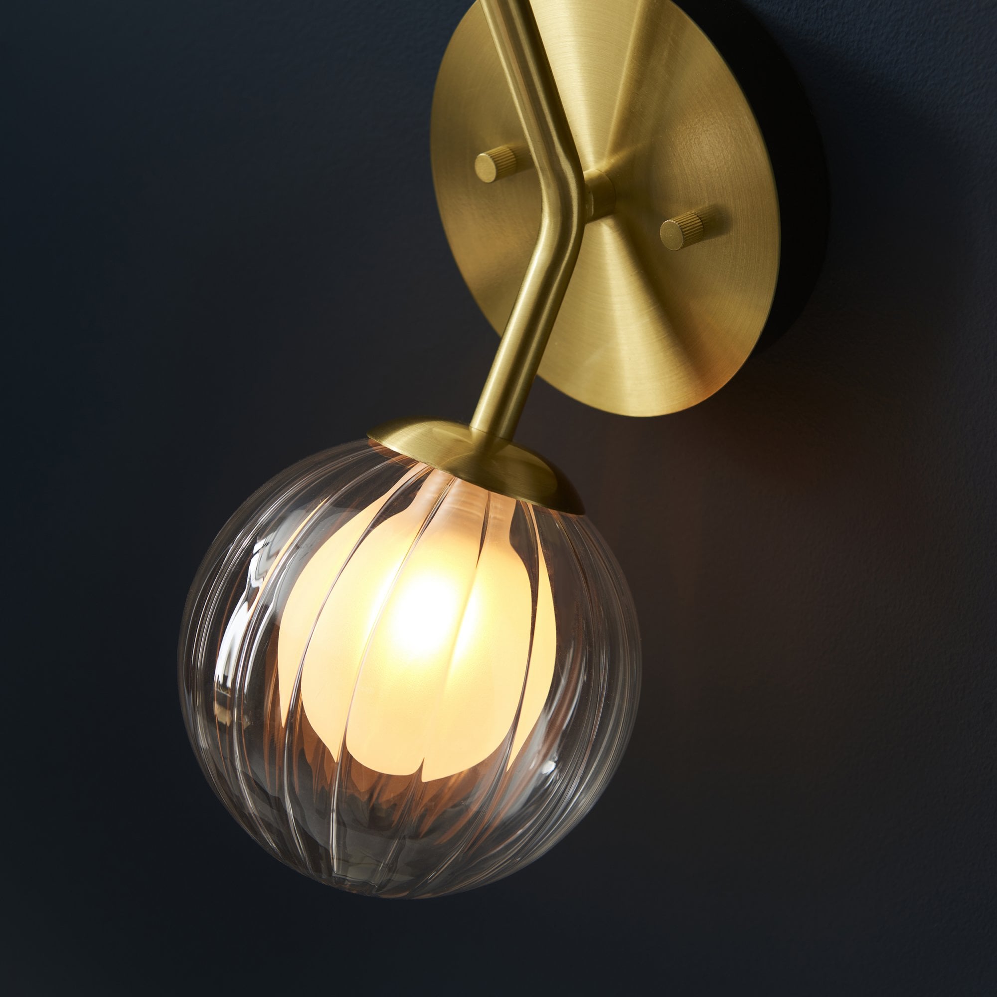 Utopia Matrix Round 2 Light Wall Lamp - Satin Brass & Glass