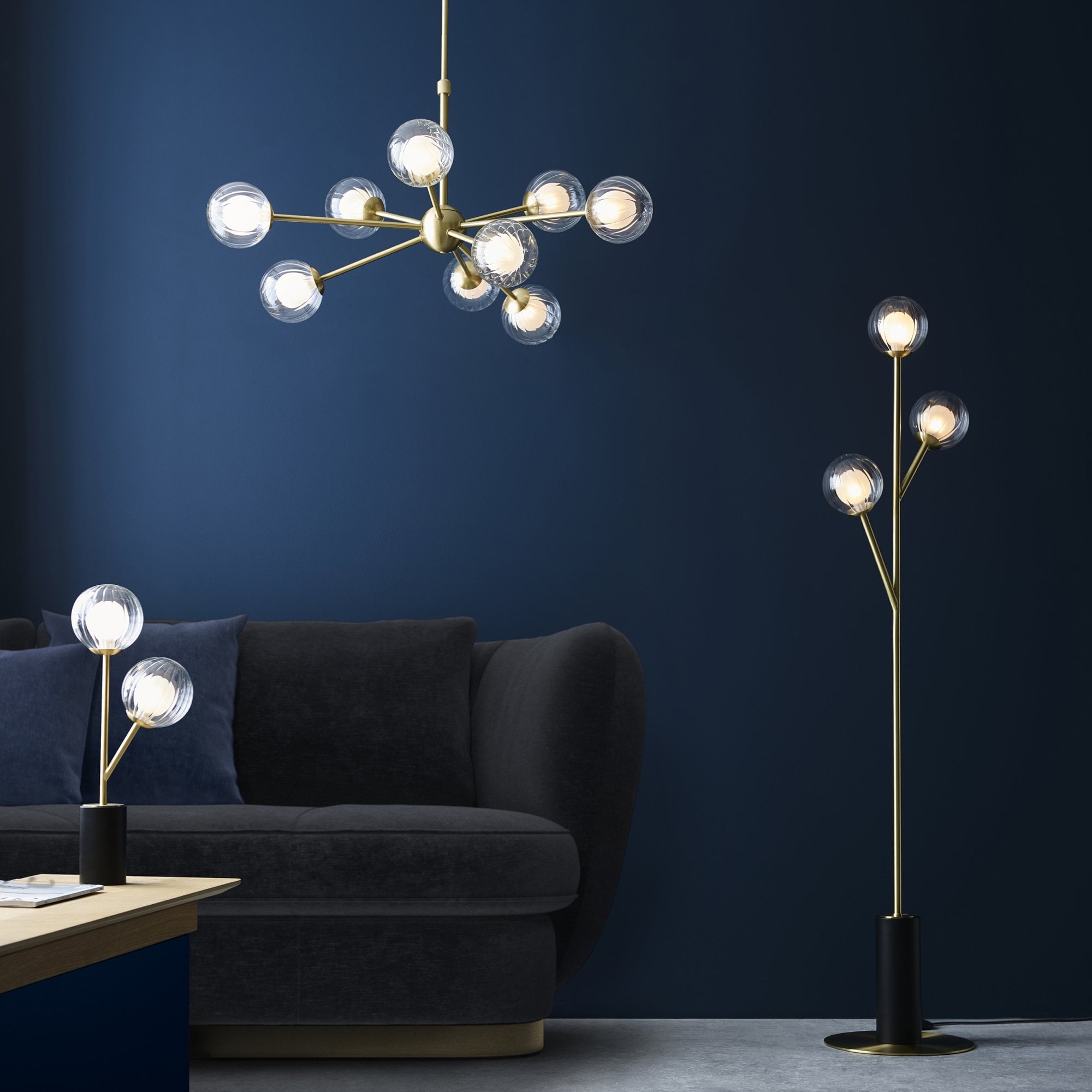 Utopia Matrix Round 2 Light Table Lamp - Satin Brass & Glass