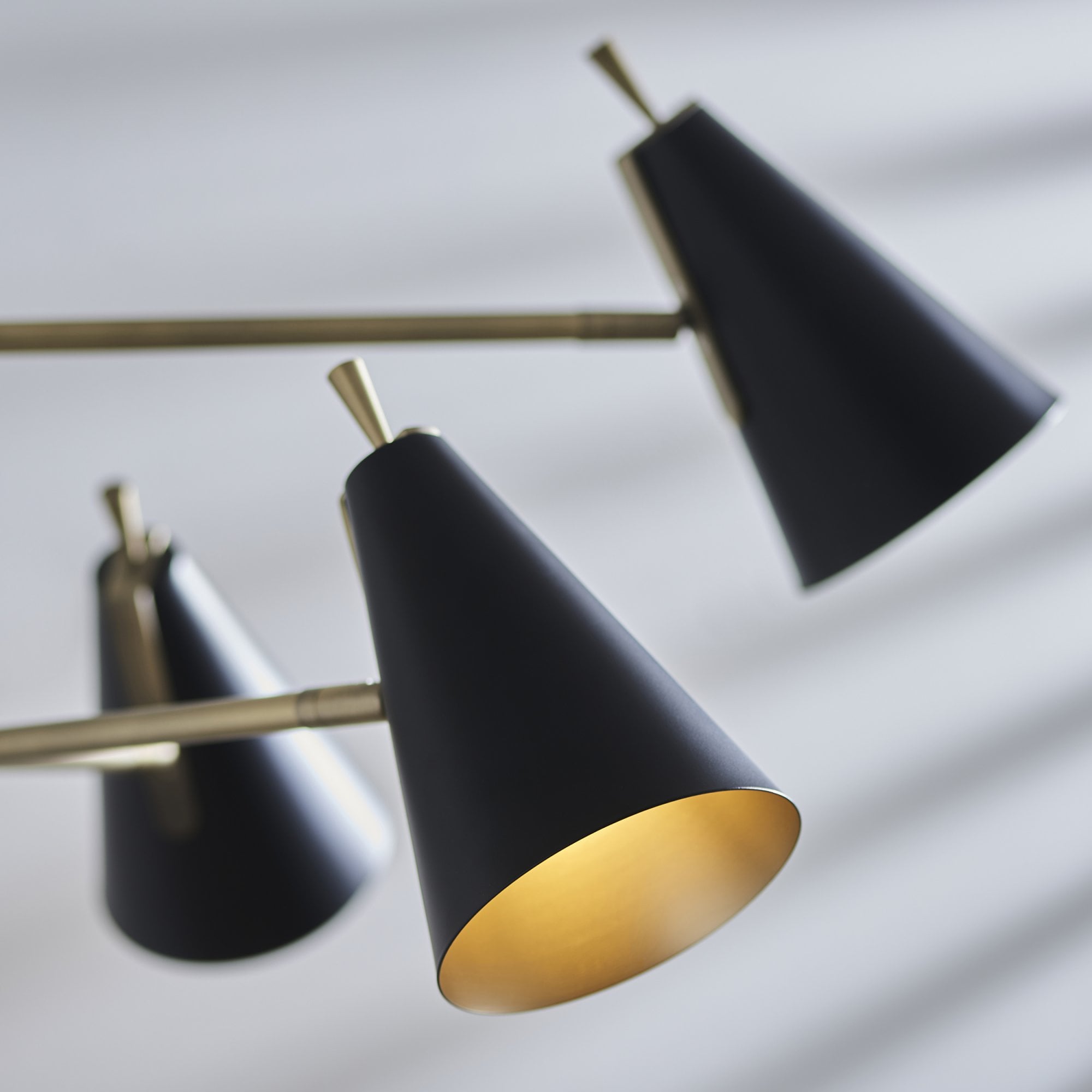 Endon Horn Mid Century 6 Light Pendant - Matt Antique Gold & Matt Black