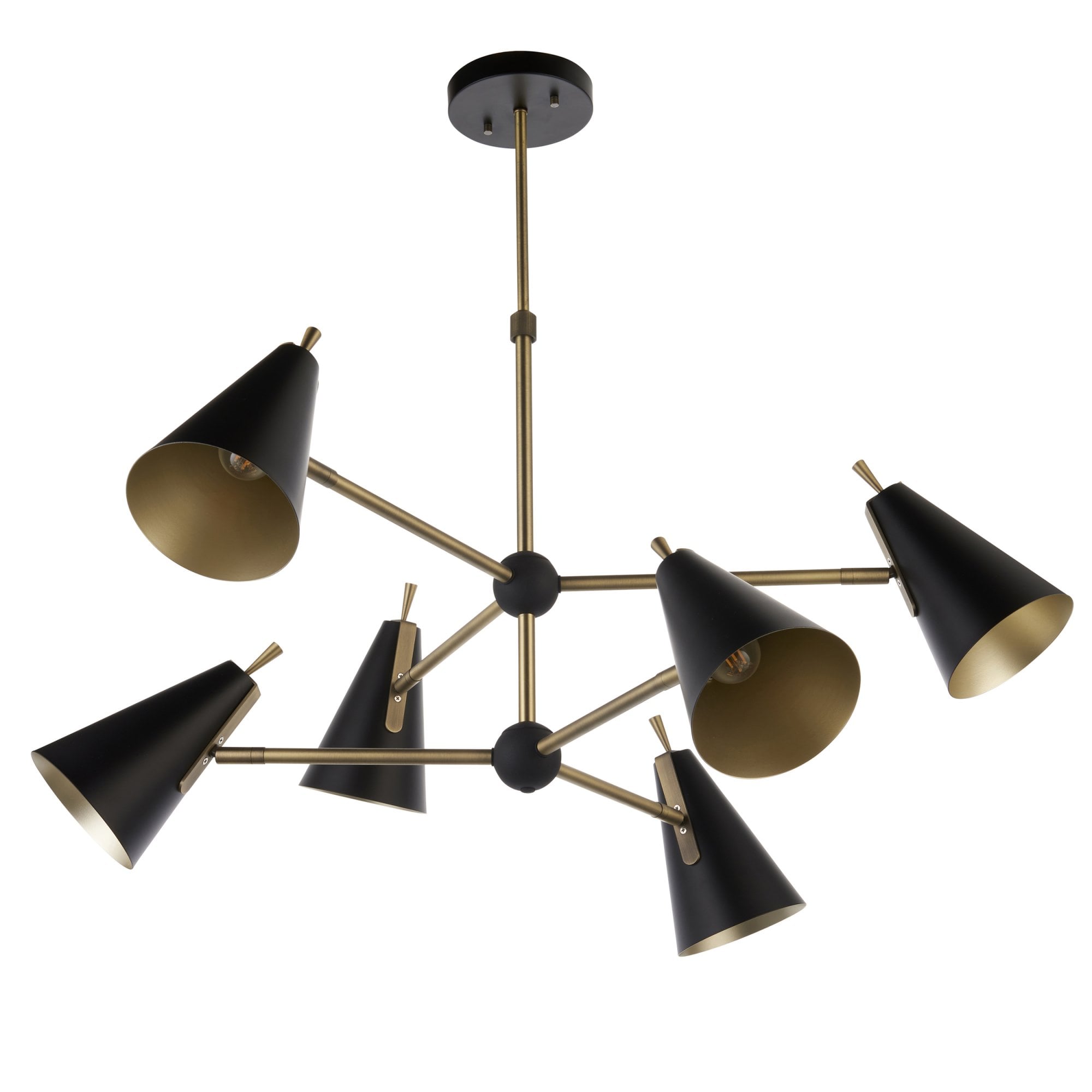 Endon Horn Mid Century 6 Light Pendant - Matt Antique Gold & Matt Black