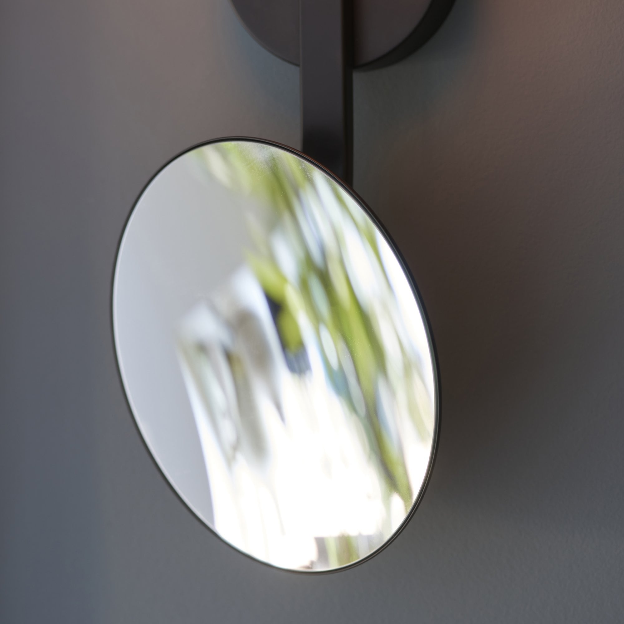 Utopia Mini Moon & Mirror IP44 Wall Light - Black & Opal Glass