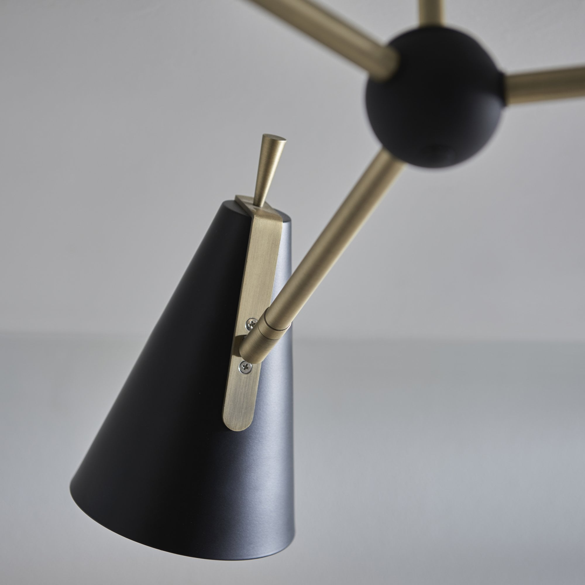 Utopia Horn Mid Century 3 Light Semi Flush - Matt Antique Gold & Matt Black