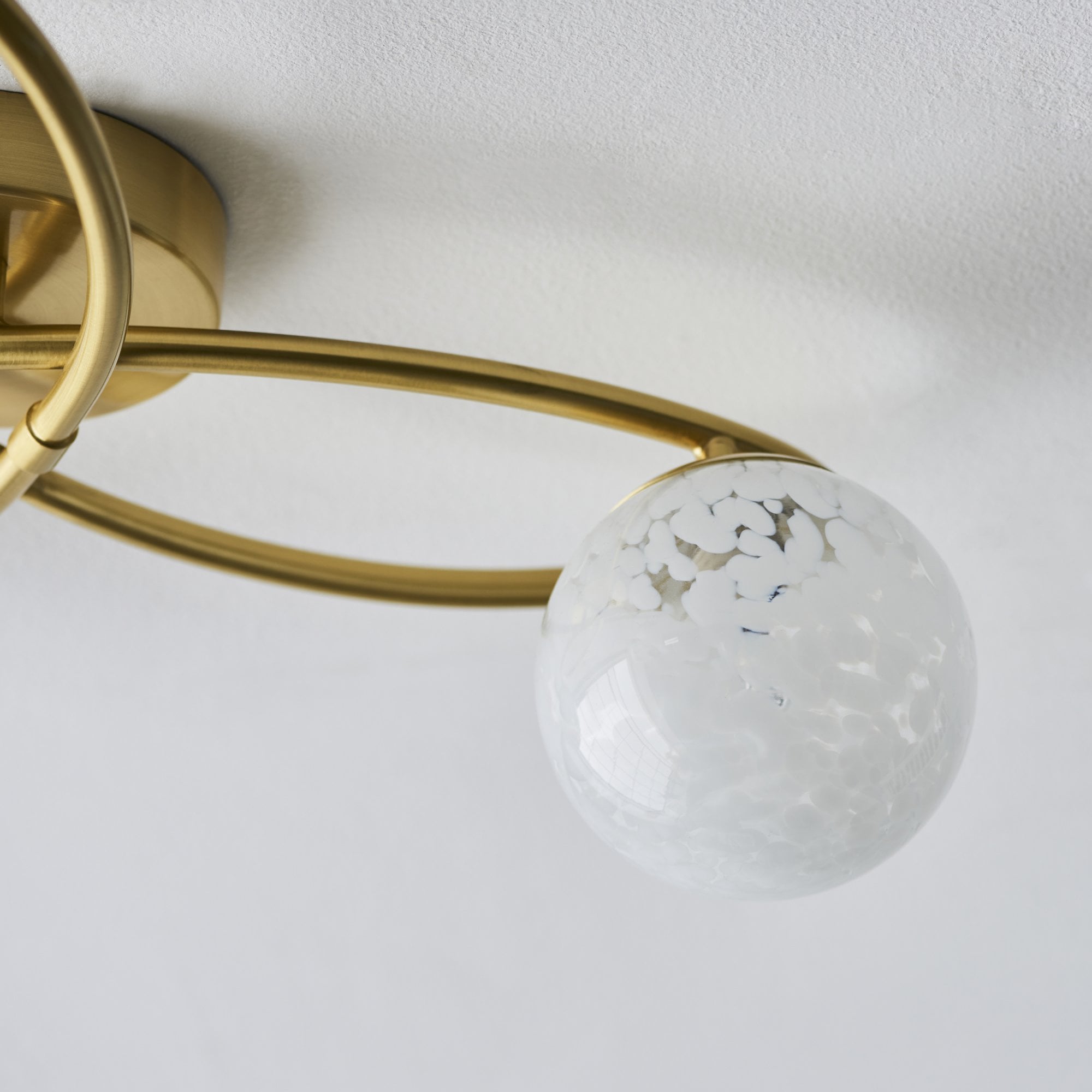 Endon Maye 3 Light Semi Flush - Satin Brass & Confetti Glass