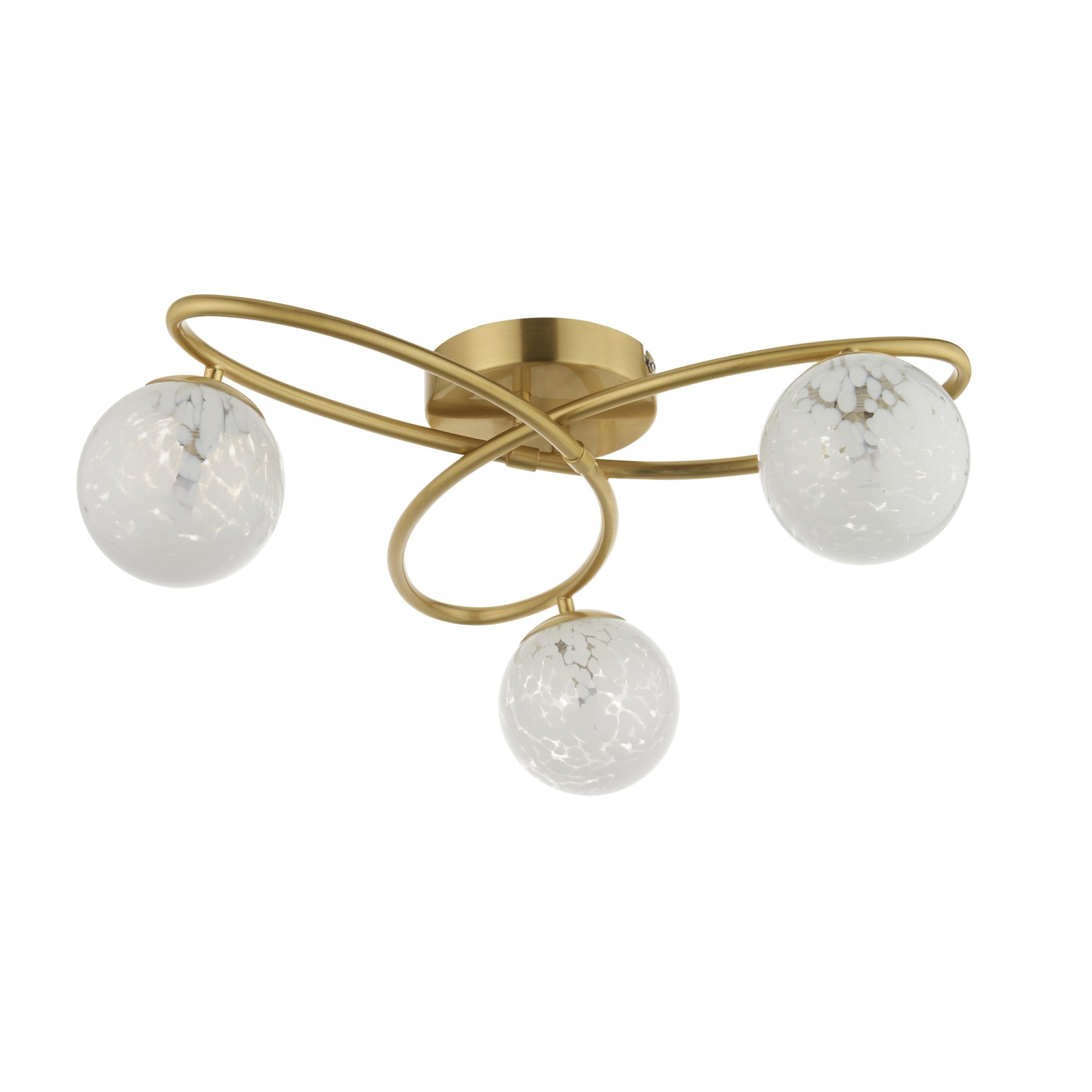 Endon Maye 3 Light Semi Flush - Satin Brass & Confetti Glass