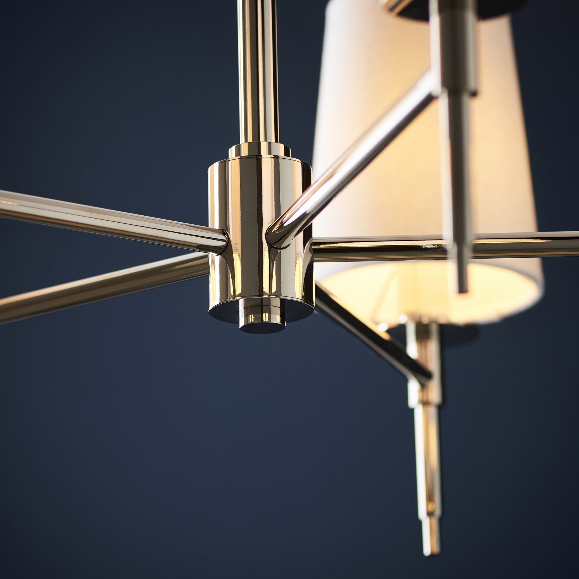 Utopia Eton 5 Light Multi Arm Pendant - Bright Nickel & Tapered Shades