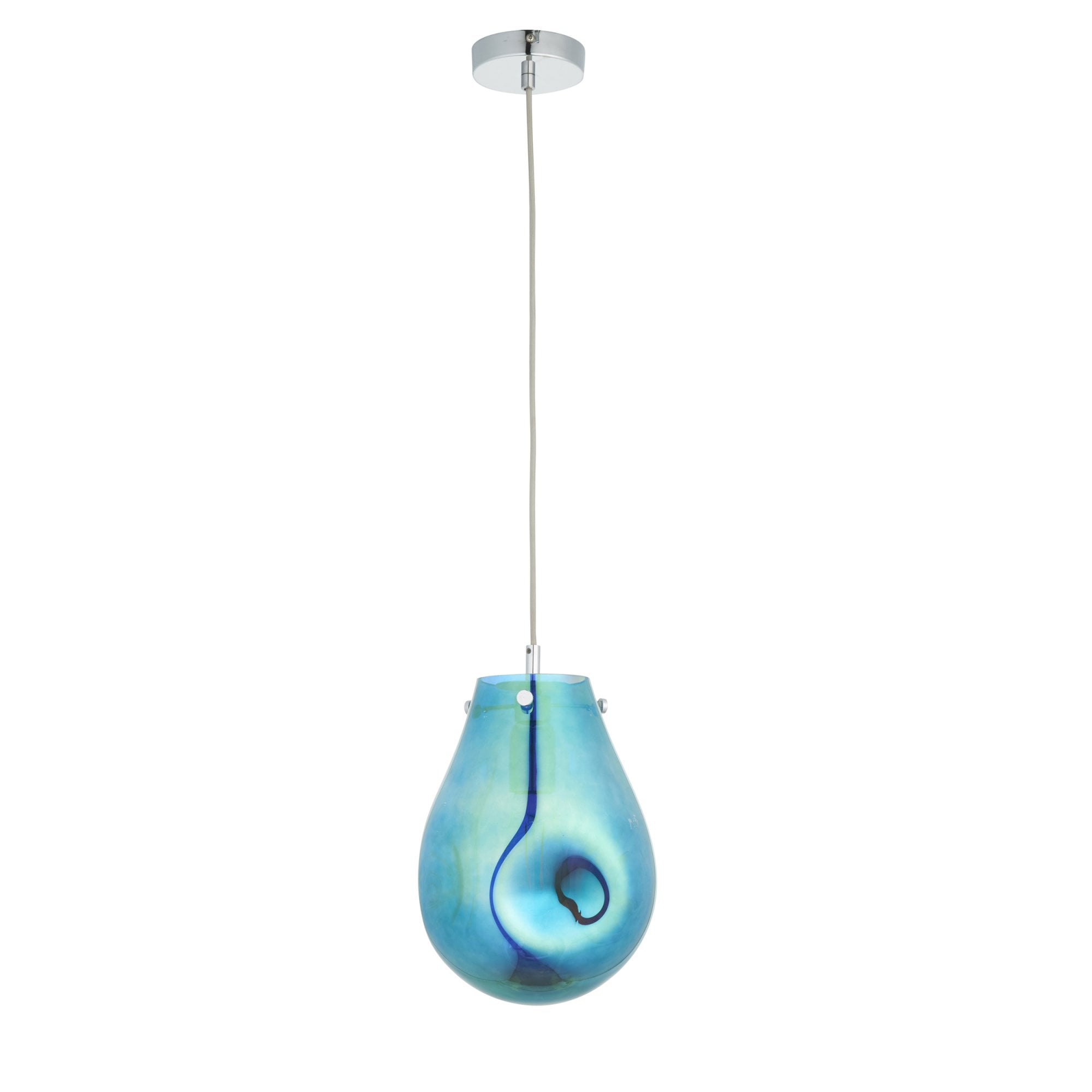 Utopia Dent Medium Glass Ceiling Pendant - Metallic Petrol