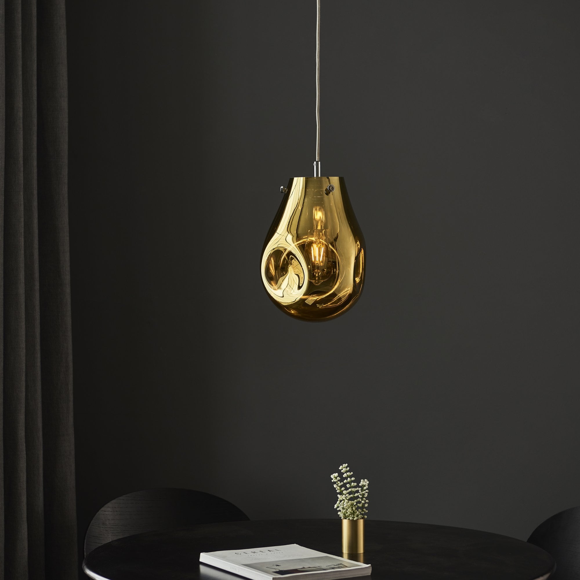 Endon Dent Medium Glass Ceiling Pendant - Metallic Gold