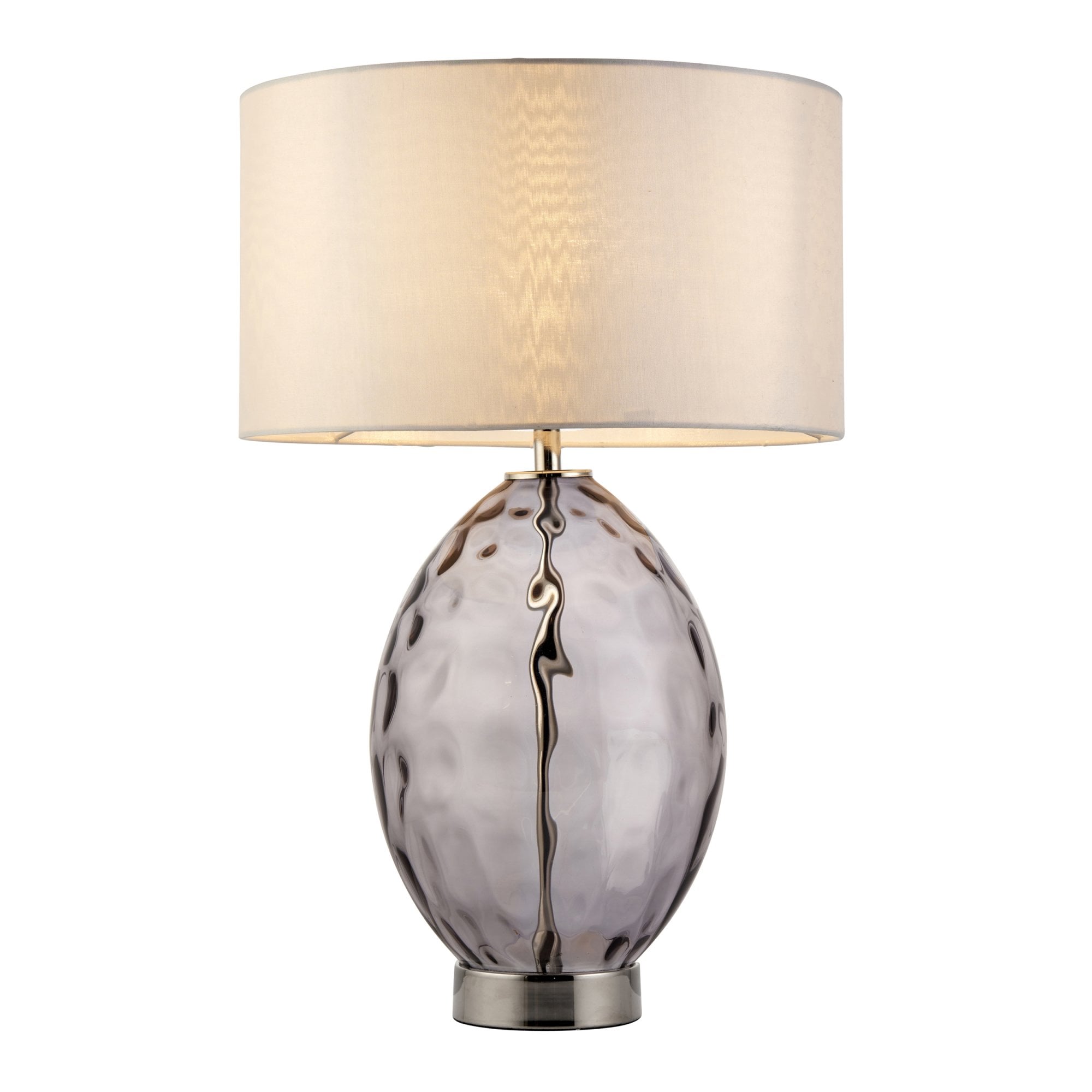 Endon Elin Touch Table Lamp - Nickel & Grey Tinted Glass