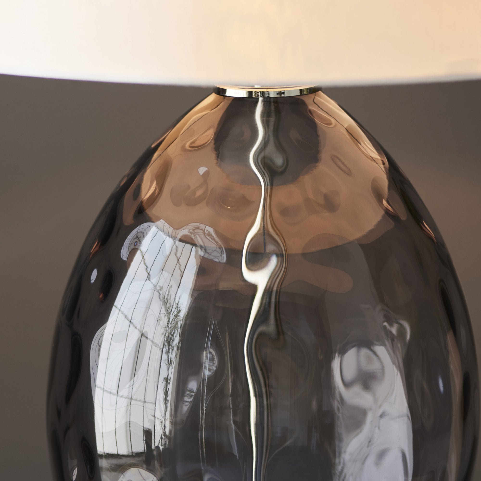 Endon Elin Touch Table Lamp - Nickel & Grey Tinted Glass
