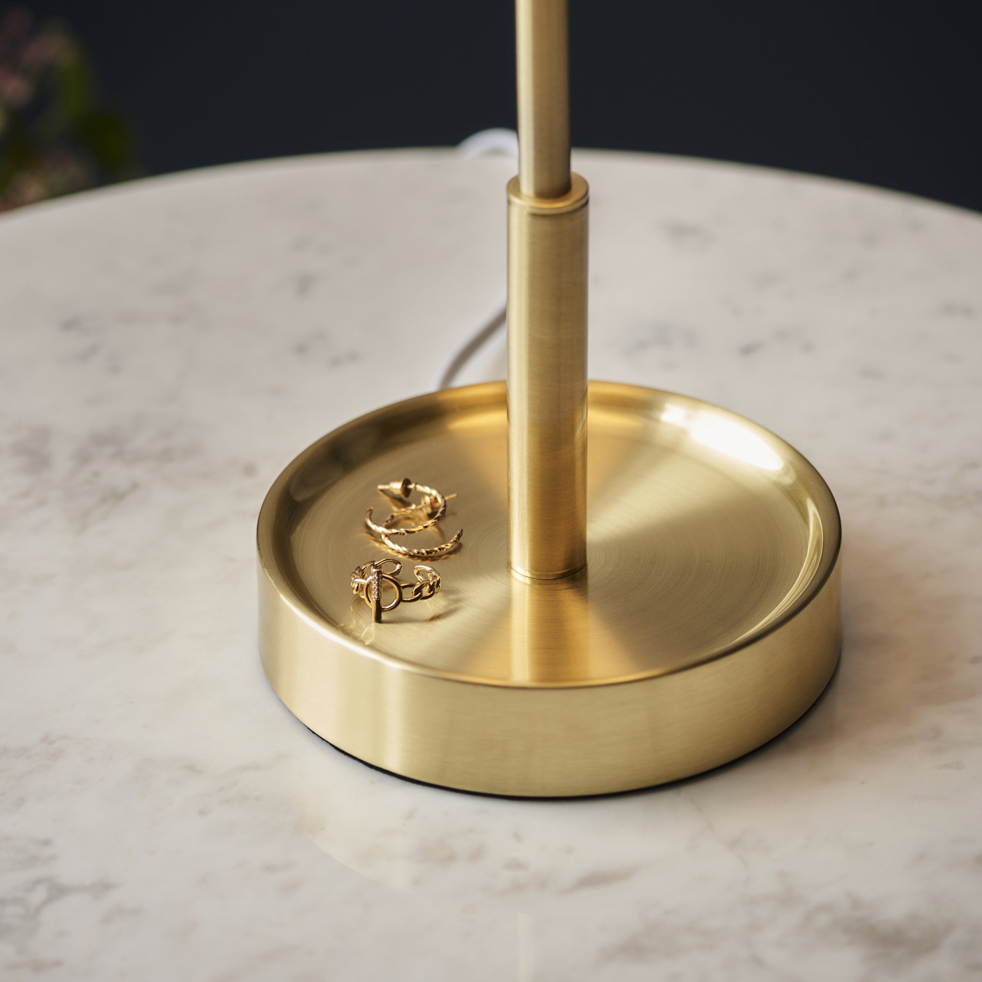 Utopia Eton Vanity Table Lamp - Satin Brass & Vintage White Tapered Shade