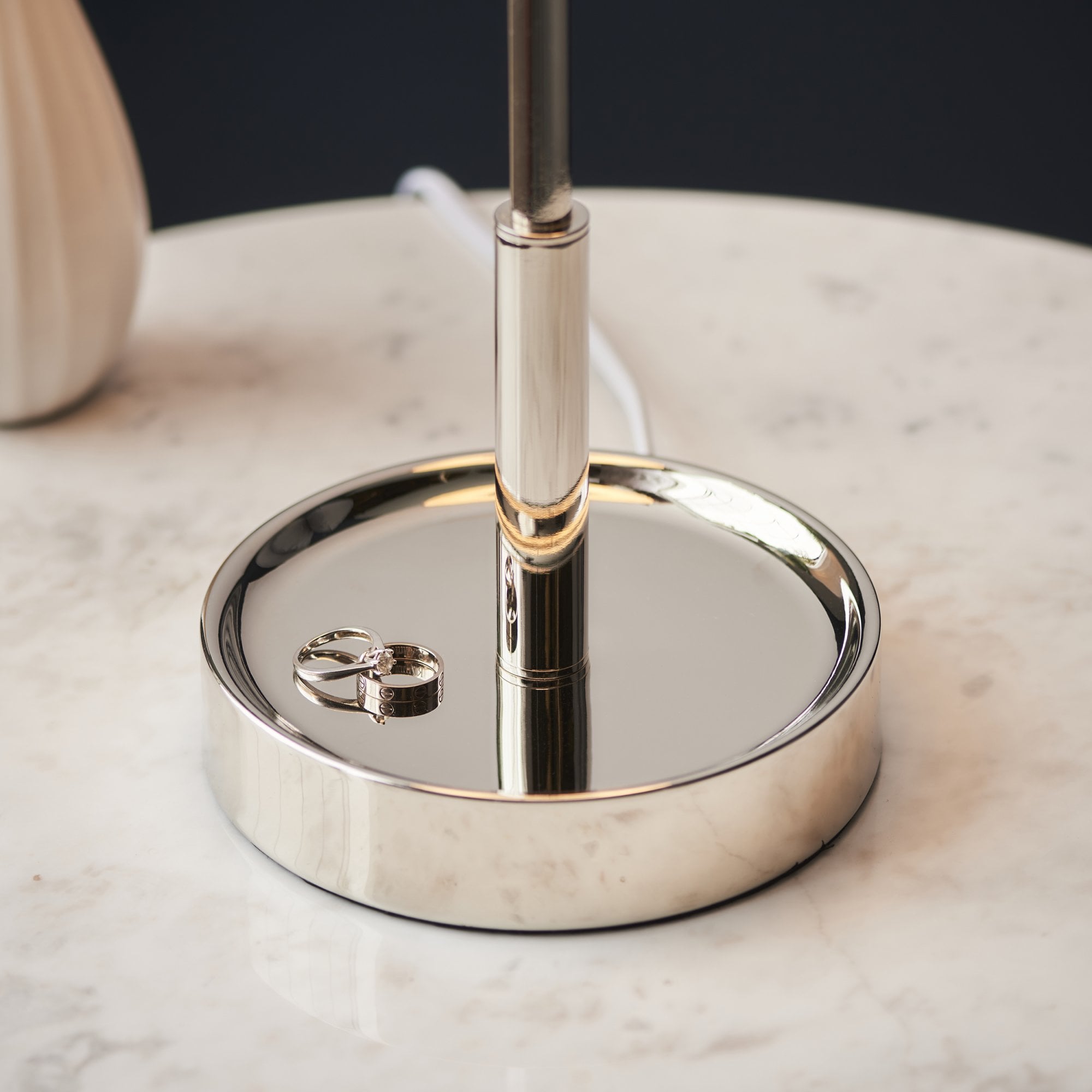 Utopia Eton Vanity Table Lamp - Bright Nickel & Vintage White Tapered Shade