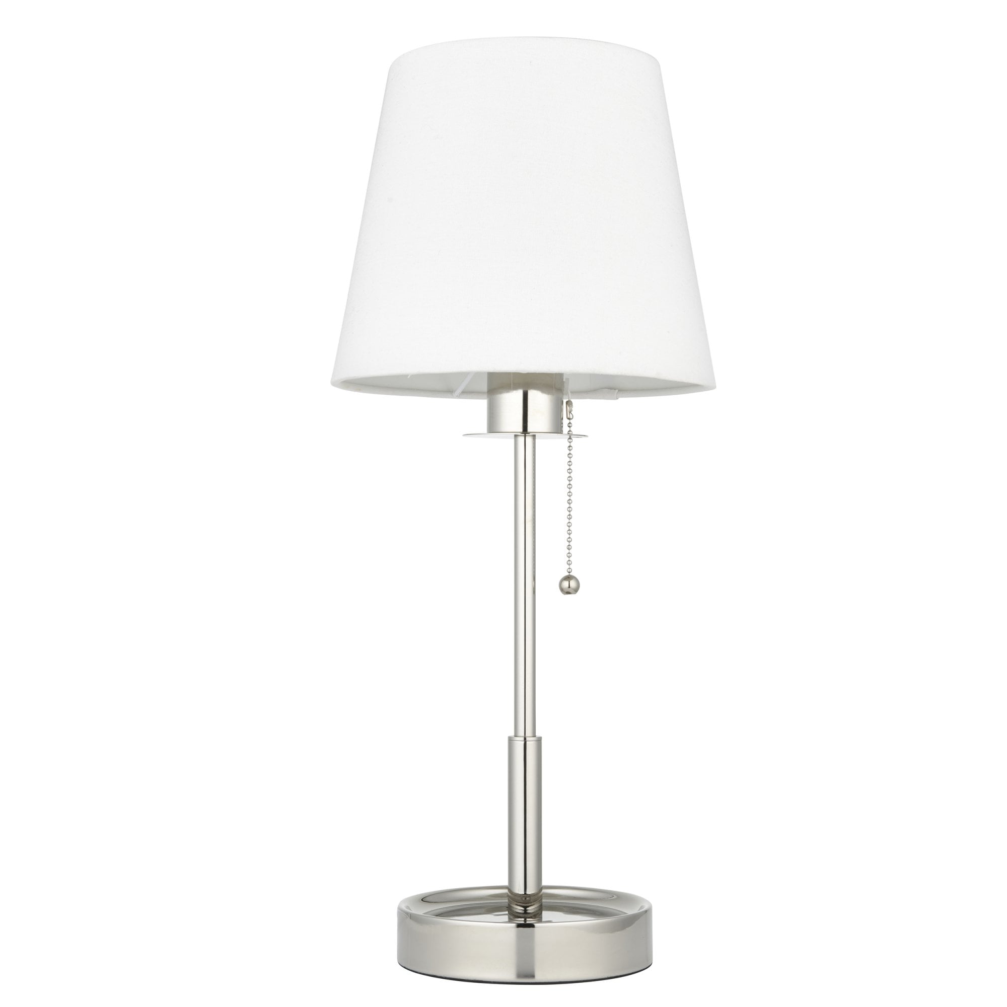 Utopia Eton Vanity Table Lamp - Bright Nickel & Vintage White Tapered Shade