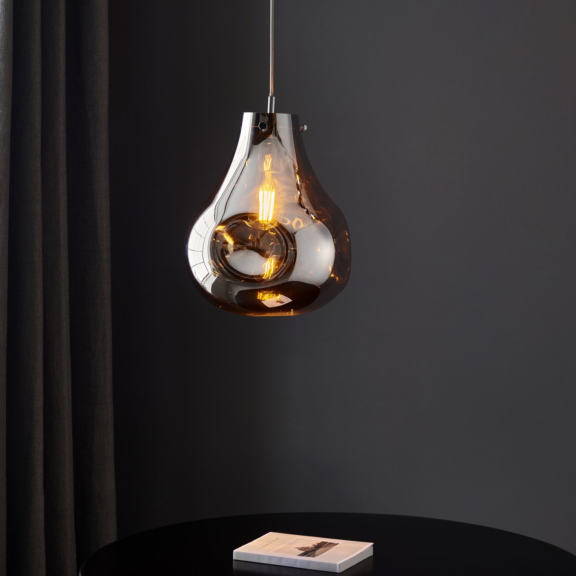 Endon Dent Large Glass Ceiling Pendant - Metallic Chrome