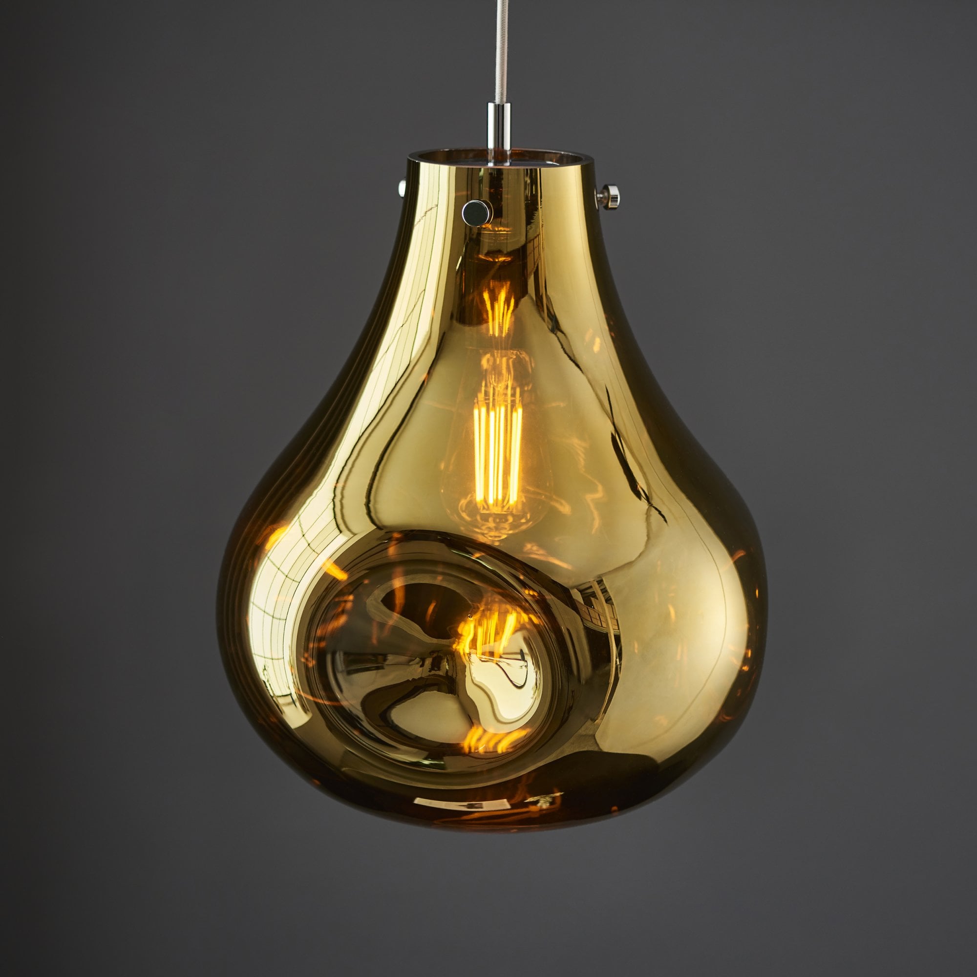 Endon Dent Large Glass Ceiling Pendant - Metallic Gold