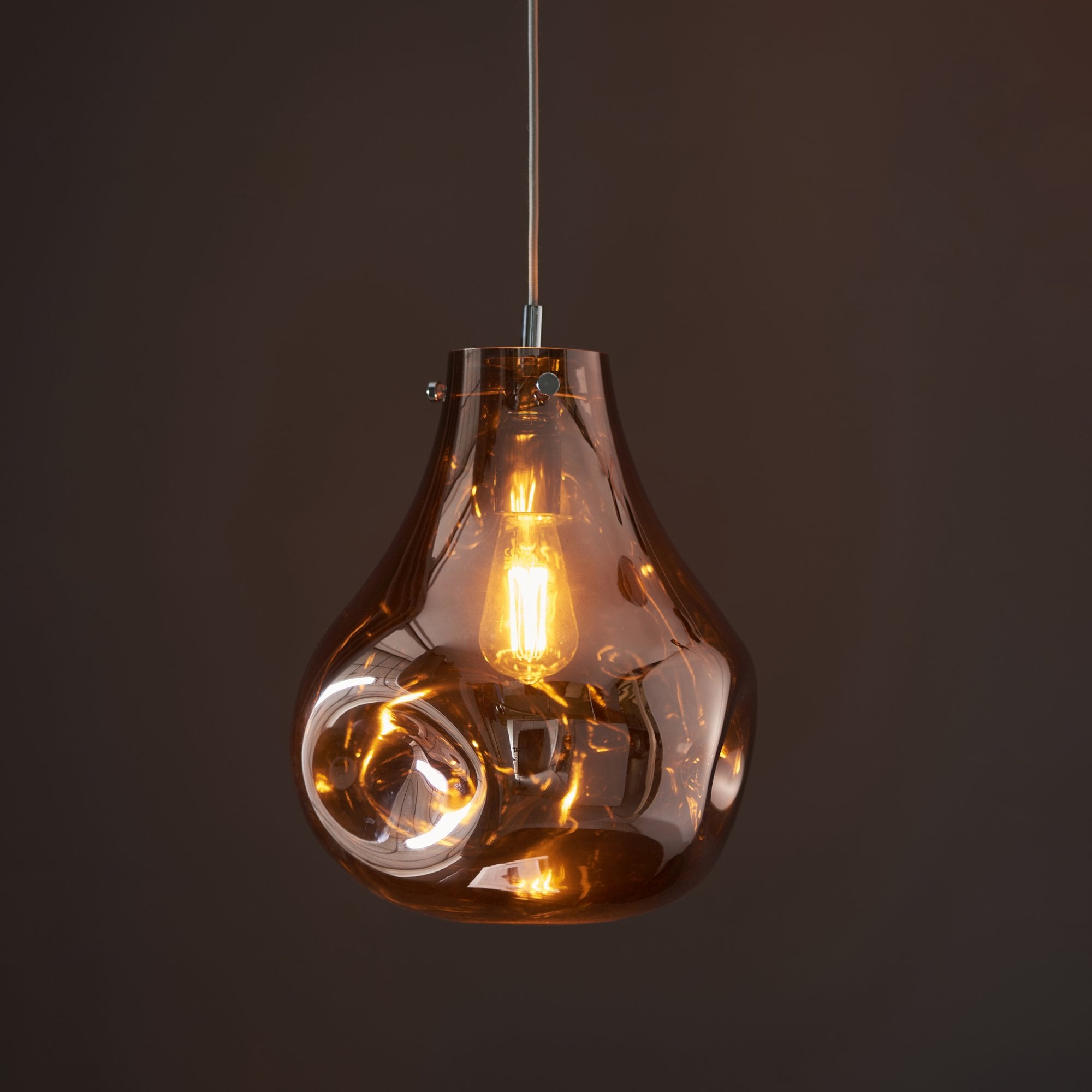 Endon Dent Large Glass Ceiling Pendant - Metallic Copper