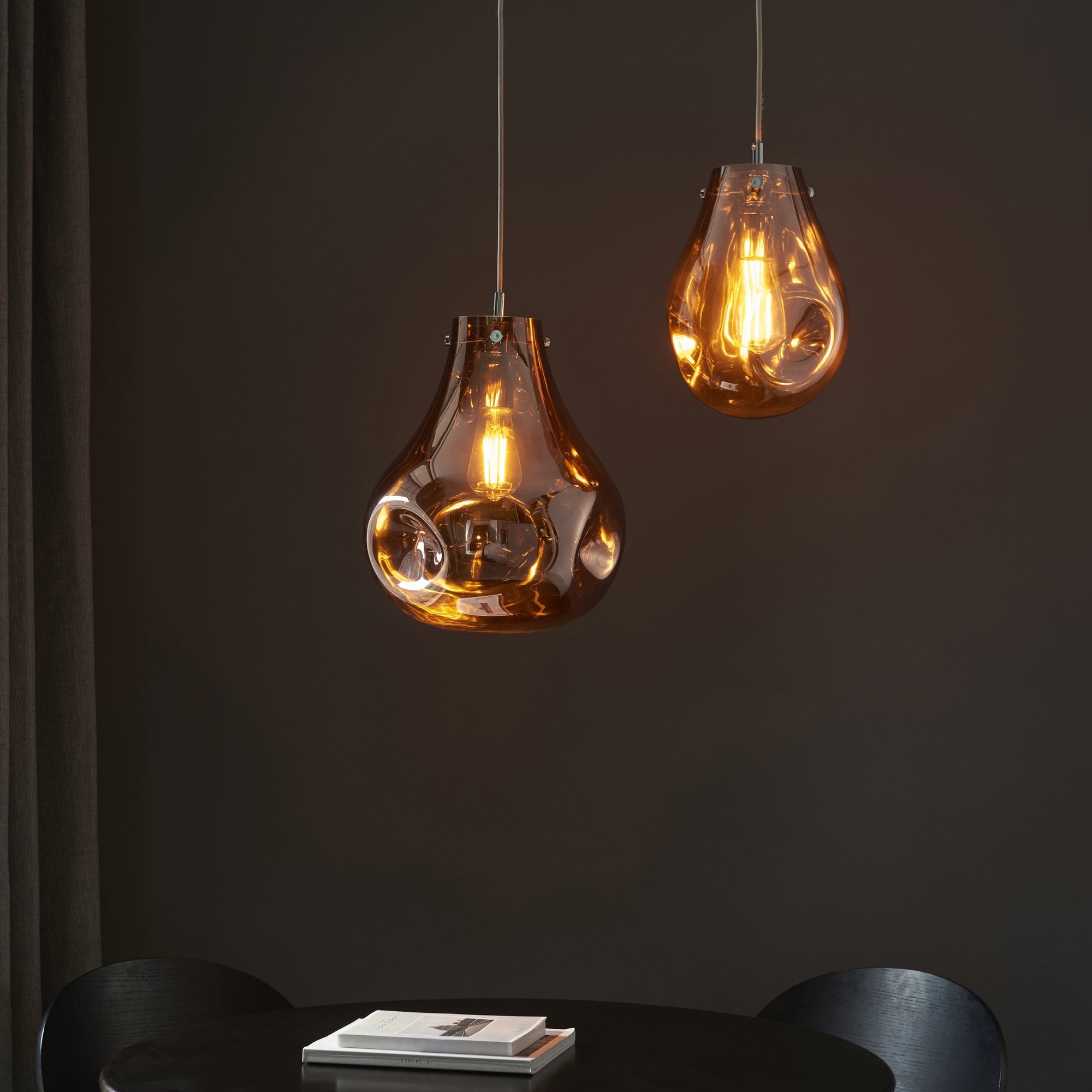 Endon Dent Large Glass Ceiling Pendant - Metallic Copper