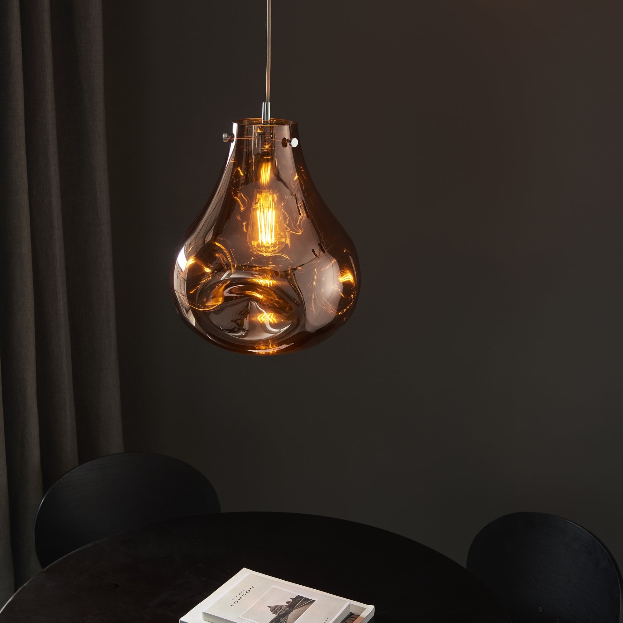 Endon Dent Large Glass Ceiling Pendant - Metallic Copper