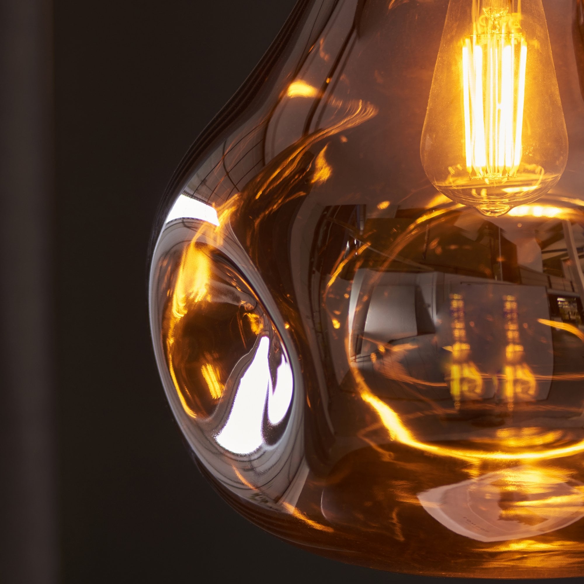 Utopia Dent Large Glass Ceiling Pendant - Metallic Copper