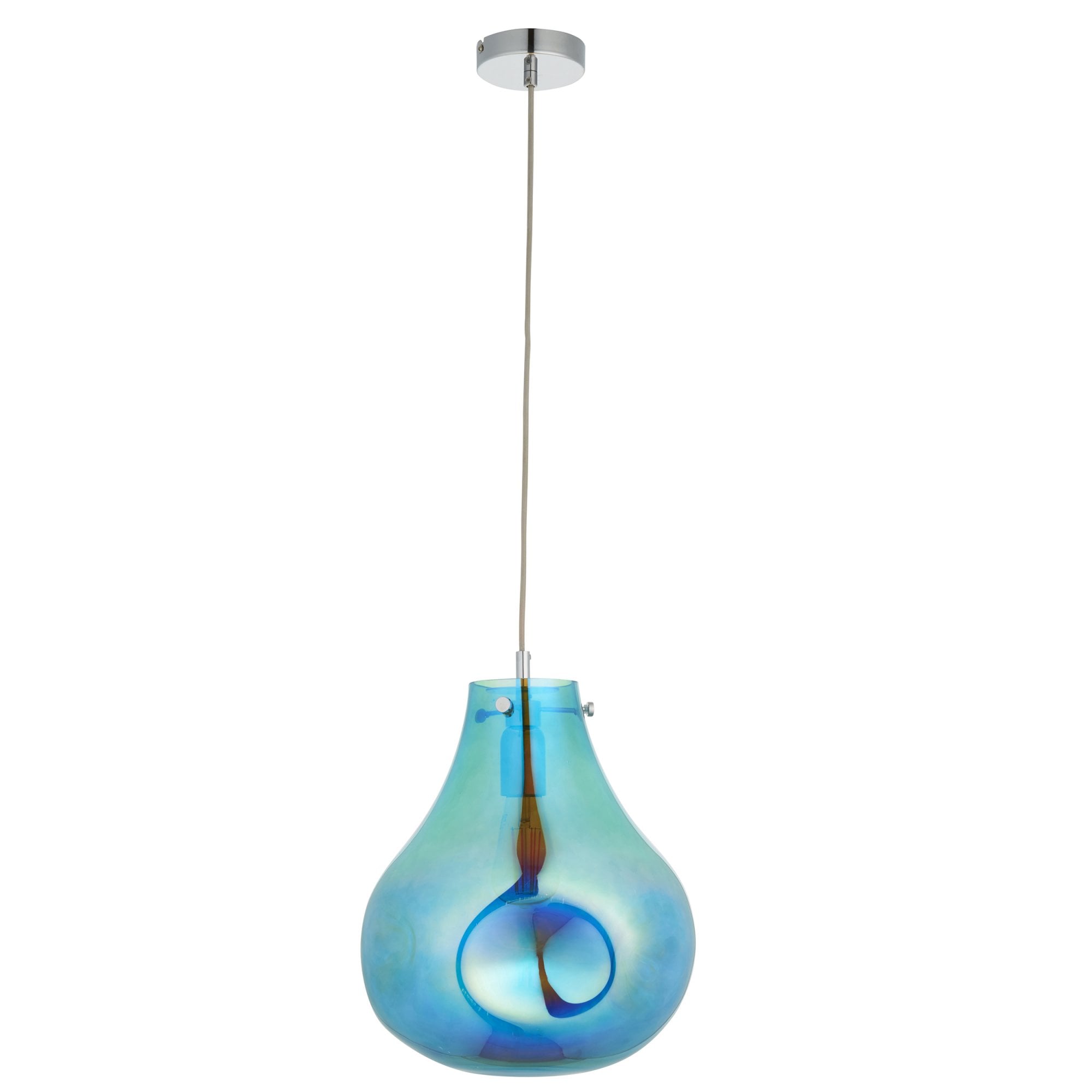 Utopia Dent Large Glass Ceiling Pendant - Metallic Petrol