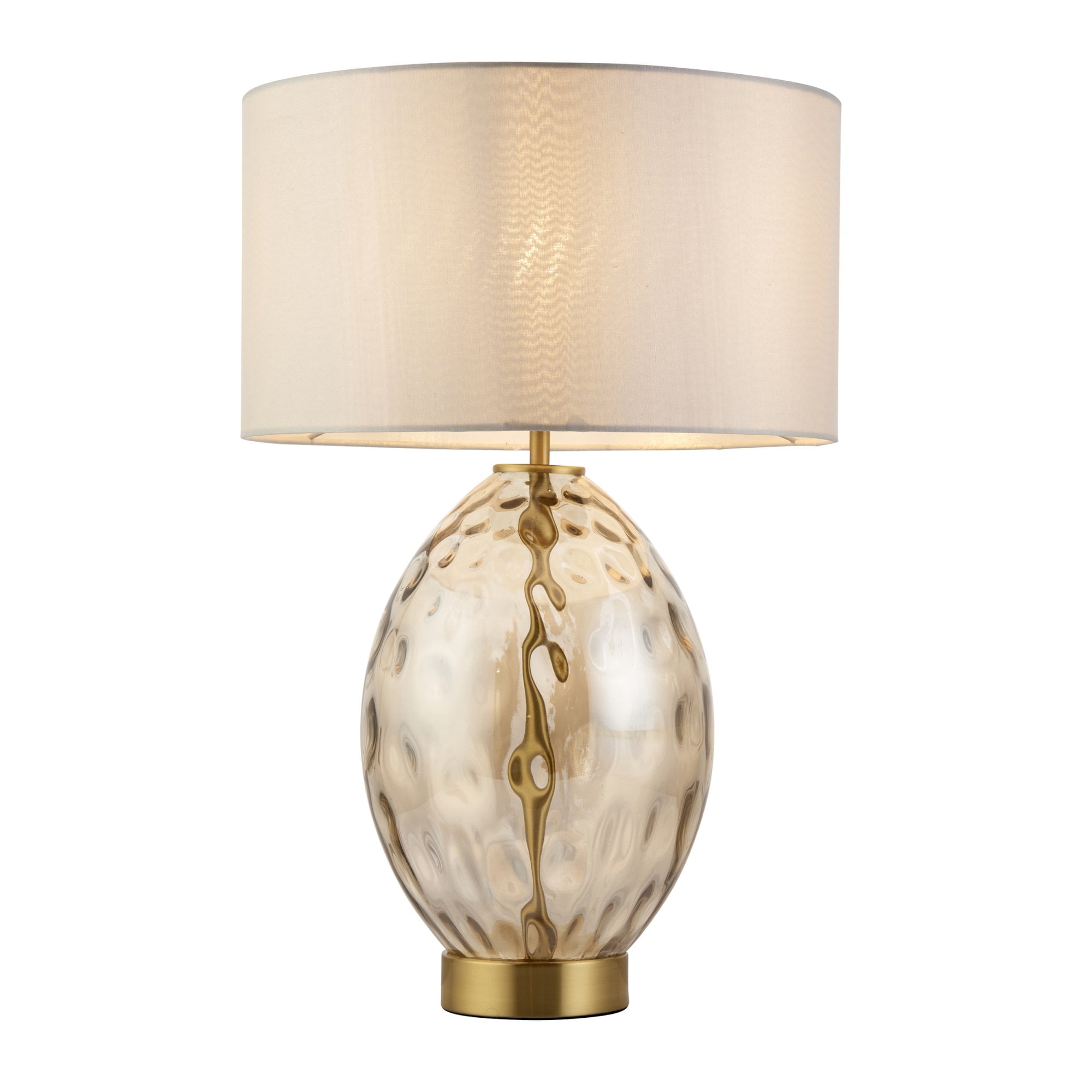 Endon Elin Dimple Touch Table Lamp - Satin Brass & Champagne Lustre Glass