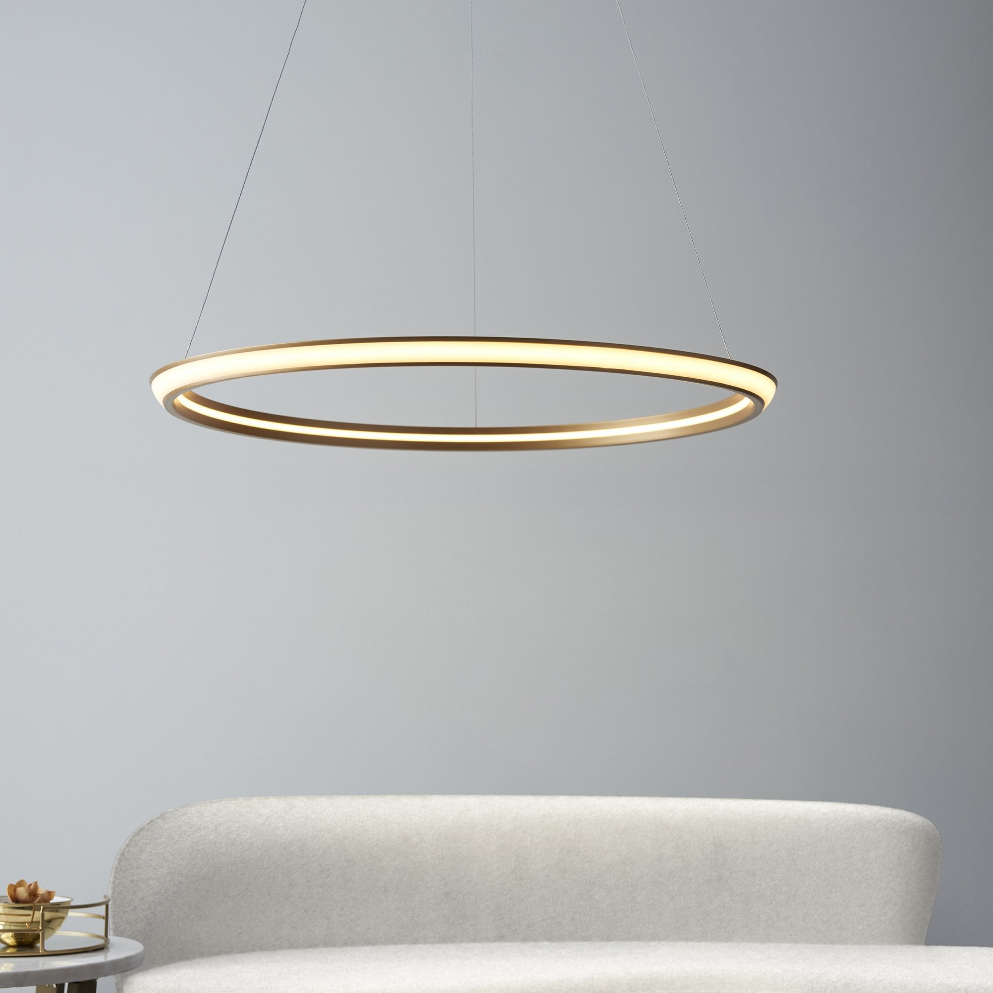 Utopia Circle LED Ring Pendant - Satin Gold
