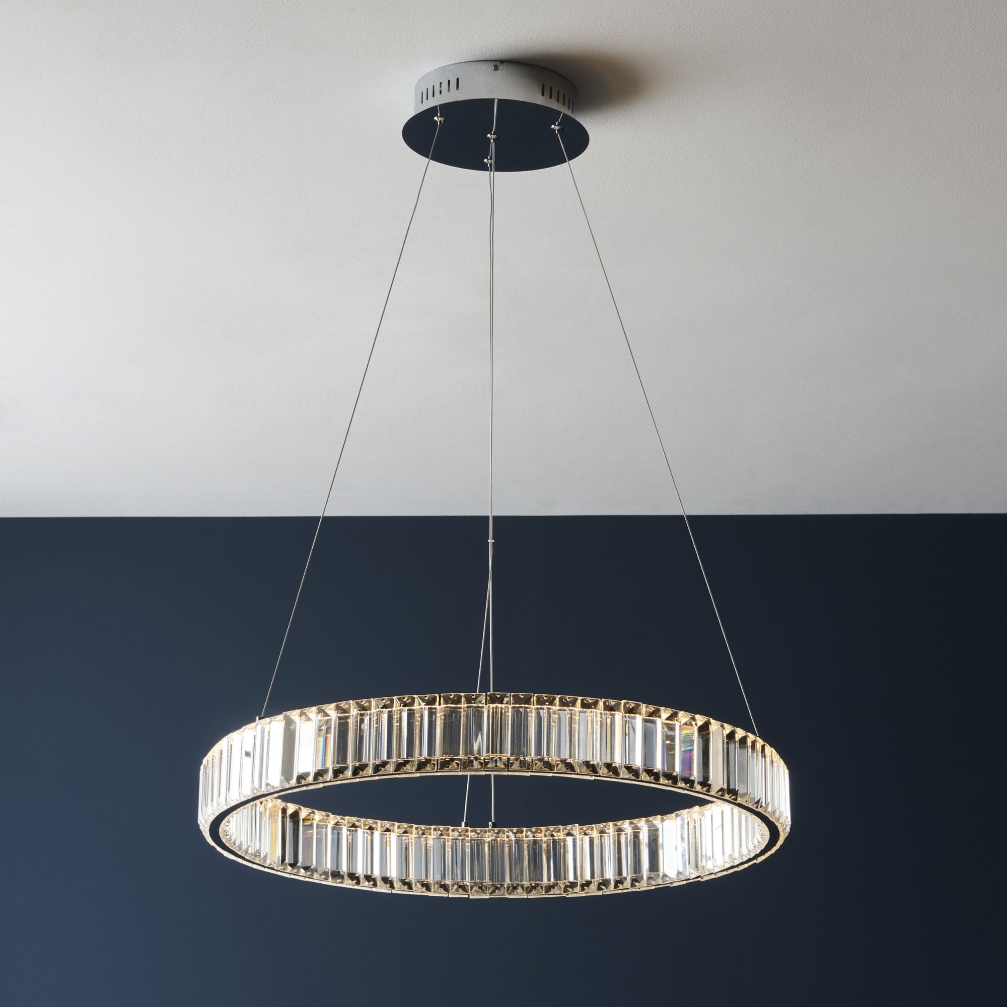 Utopia Sabo LED Ring Pendant - Clear Crystal Glass