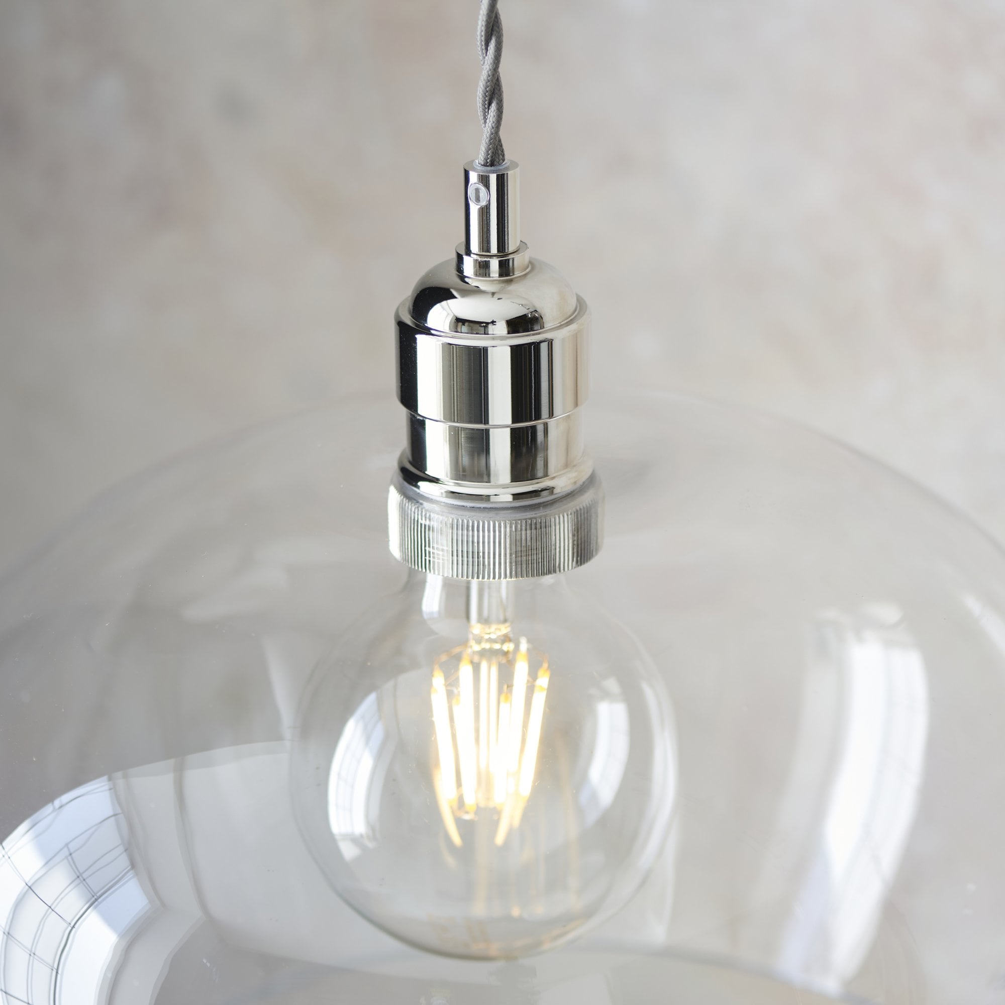 Utopia Walton Medium Ceiling Pendant - Bright Nickel & Clear Glass