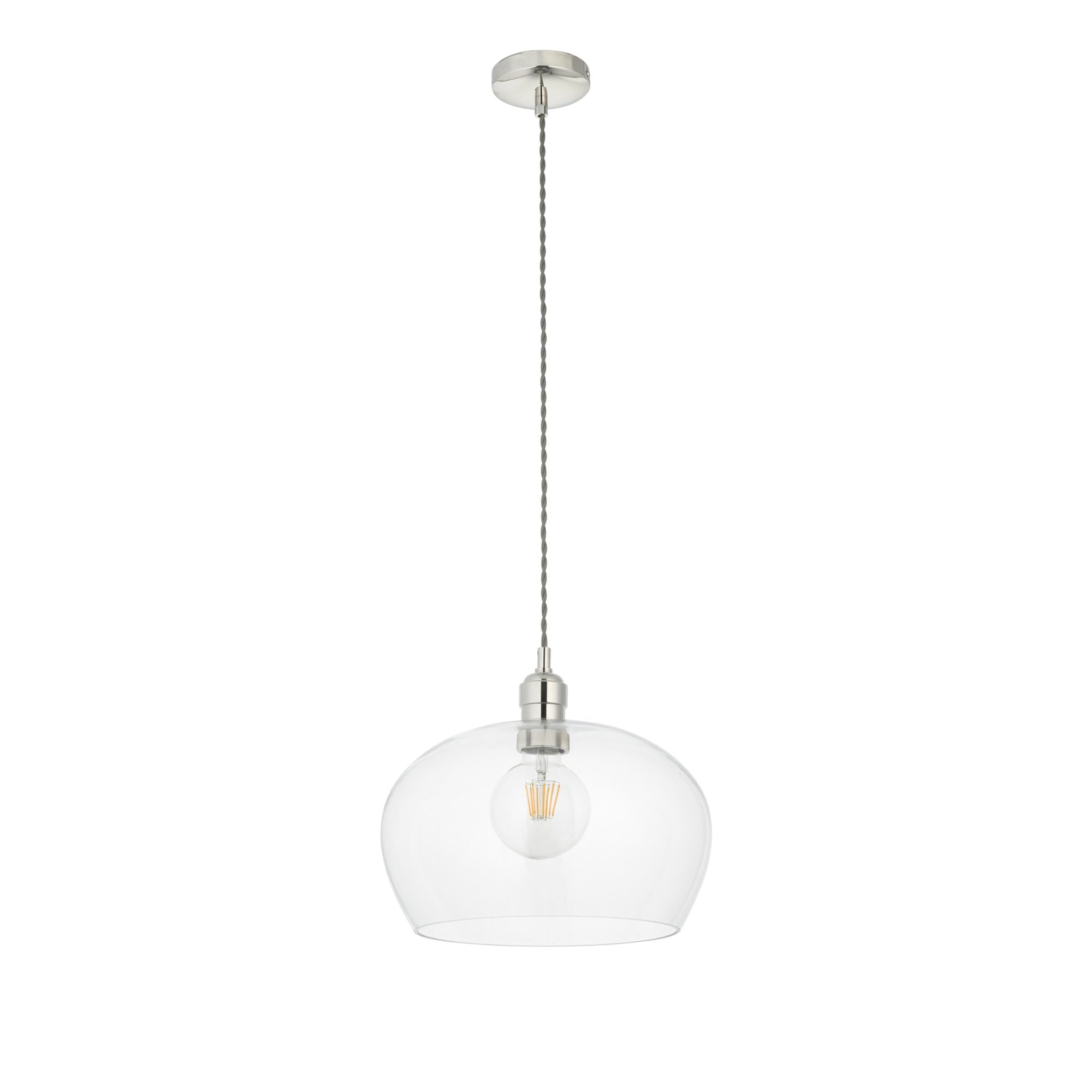 Utopia Walton Medium Ceiling Pendant - Bright Nickel & Clear Glass