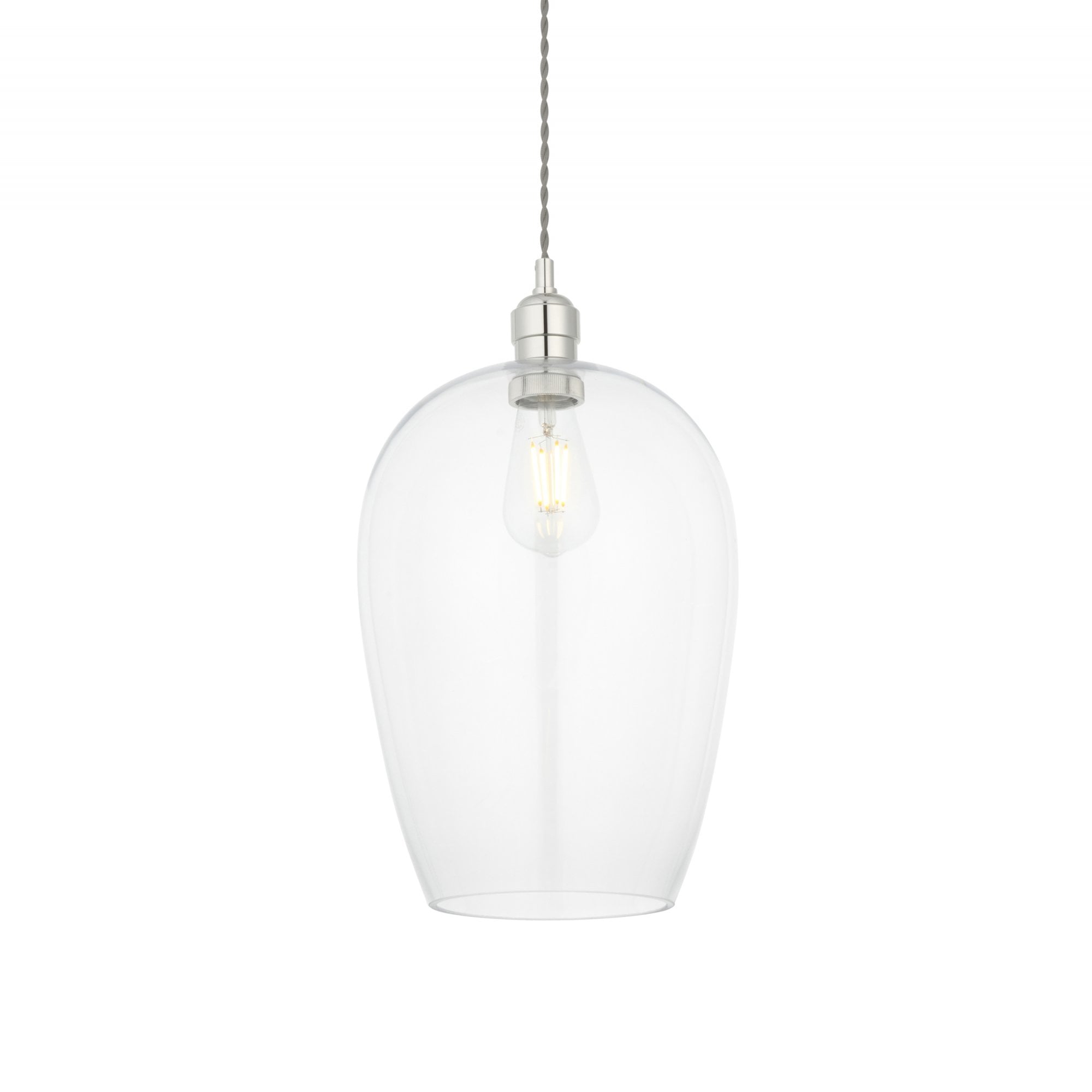 Utopia Walton Large Ceiling Pendant - Bright Nickel & Clear Glass