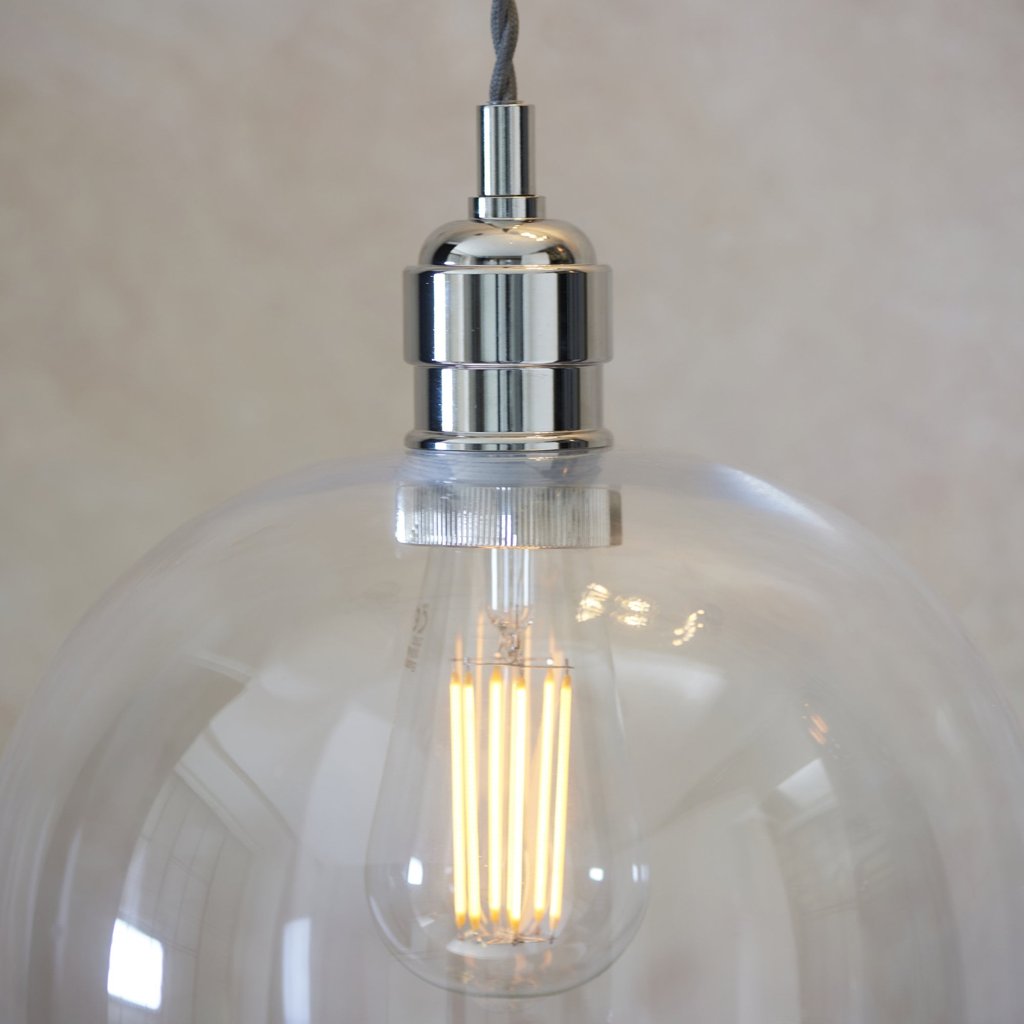 Utopia Walton Large Ceiling Pendant - Bright Nickel & Clear Glass