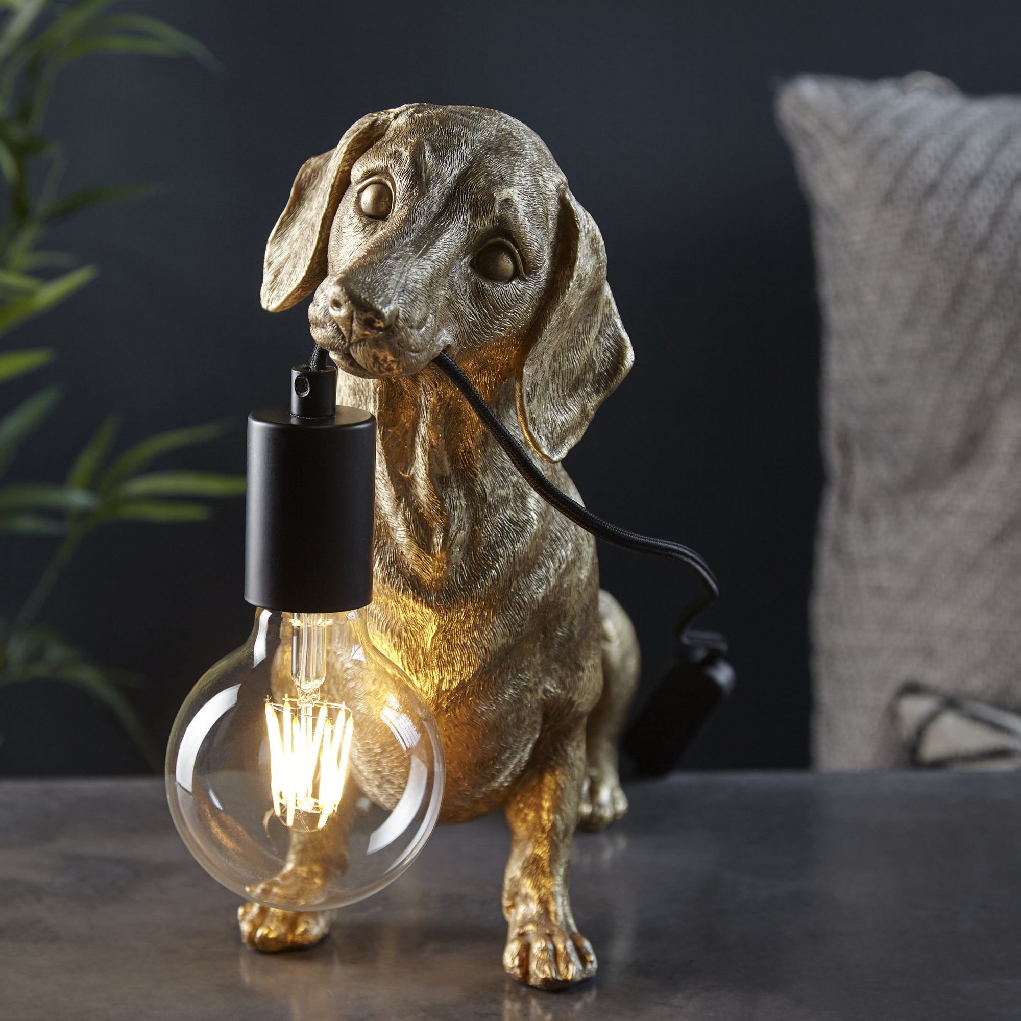 Utopia Slinky The Dachshund Table Lamp - Vintage Gold