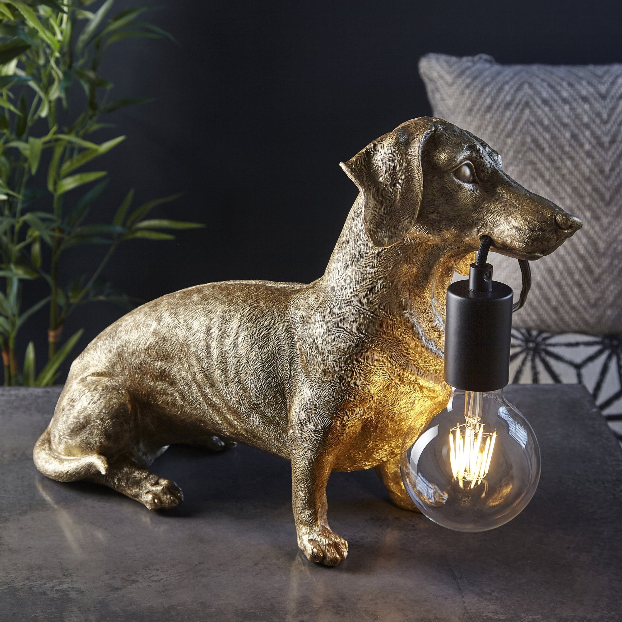 Utopia Slinky The Dachshund Table Lamp - Vintage Gold