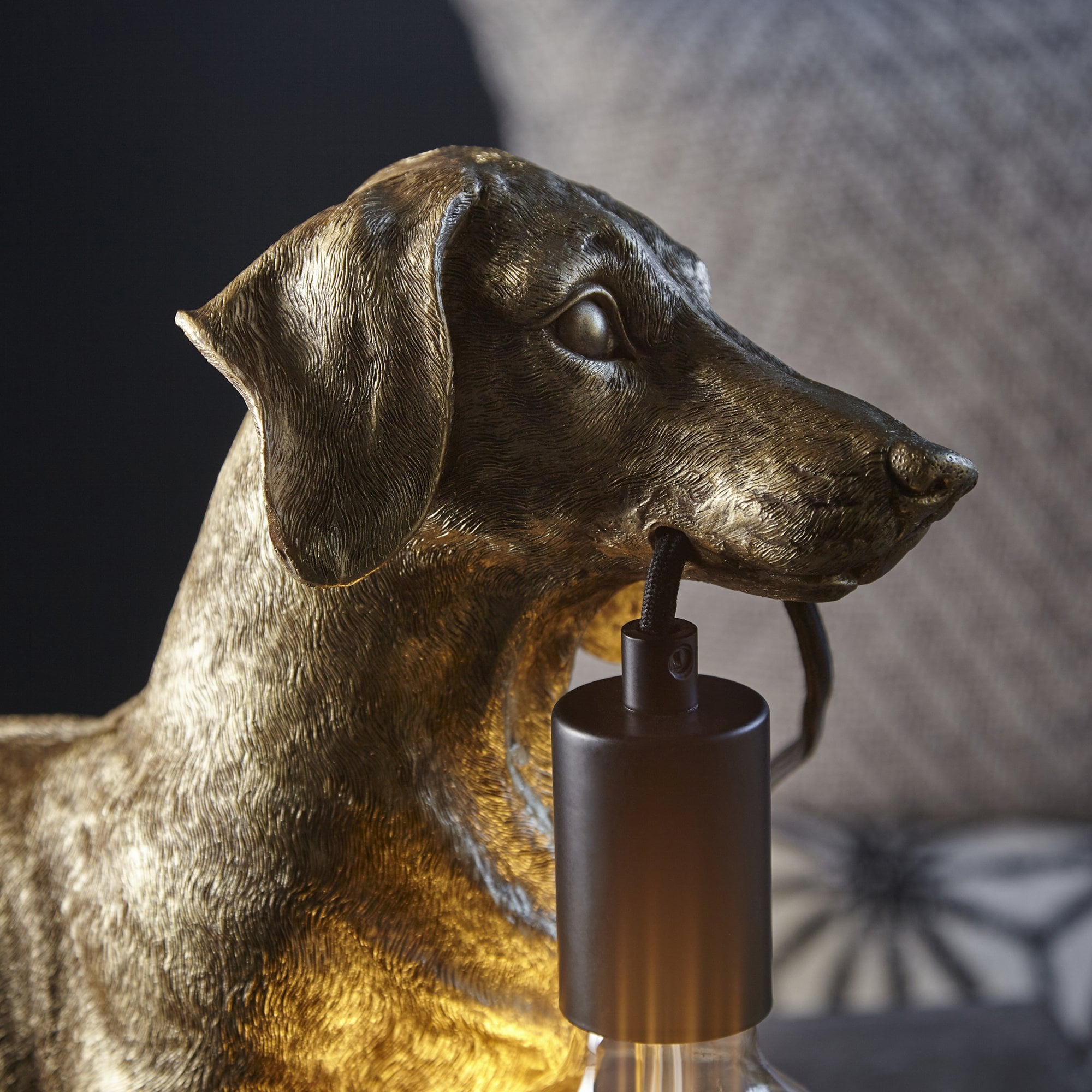 Utopia Slinky The Dachshund Table Lamp - Vintage Gold