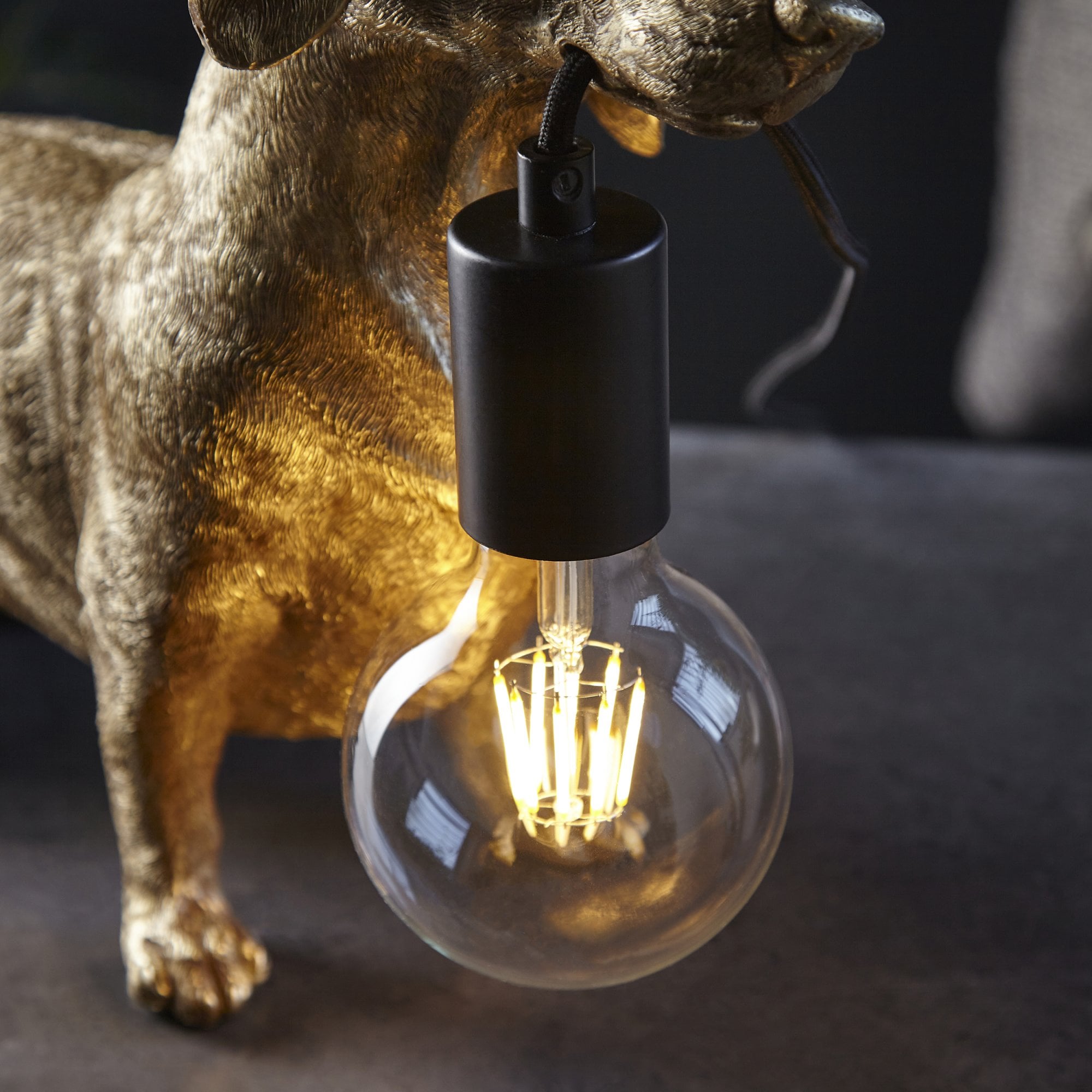 Utopia Slinky The Dachshund Table Lamp - Vintage Gold