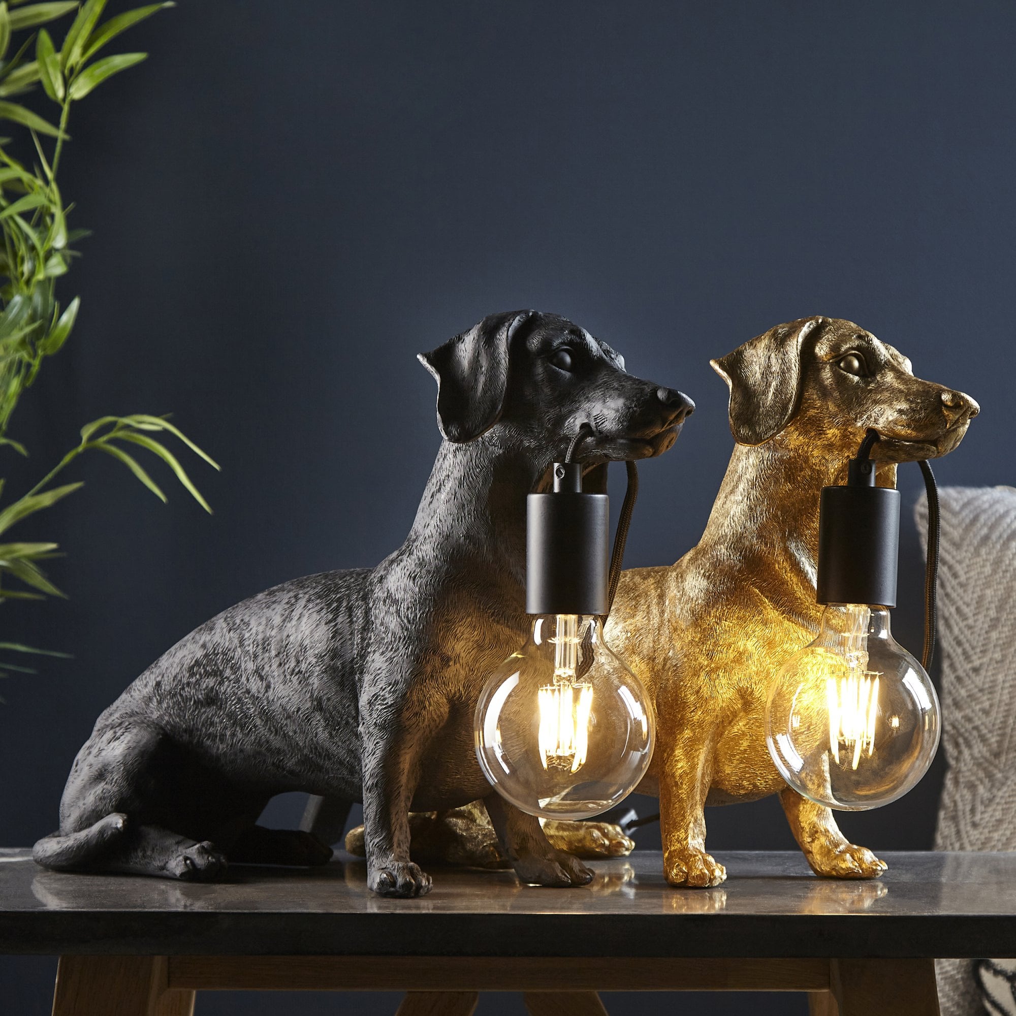 Utopia Slinky The Dachshund Table Lamp - Vintage Gold