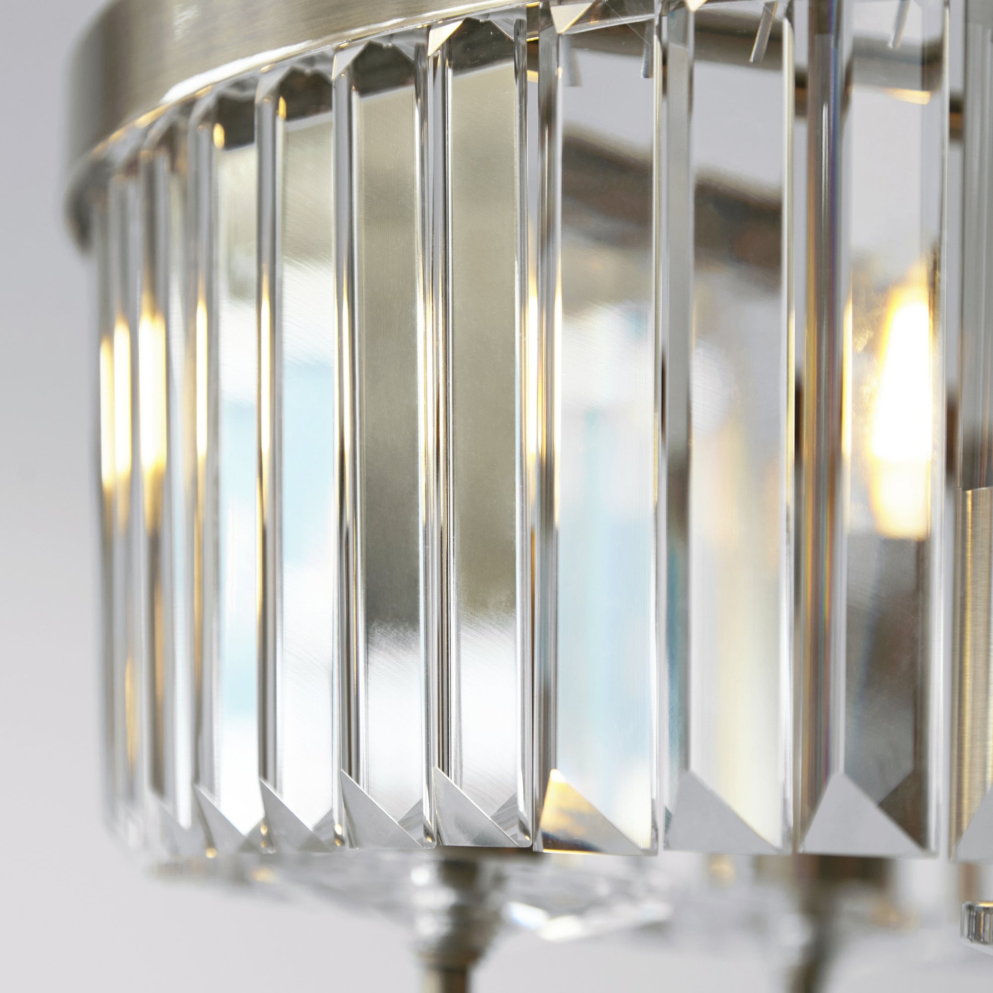 Utopia Martini 3 Light Semi Flush Fitting - Antique Brass & Clear Cut Glass