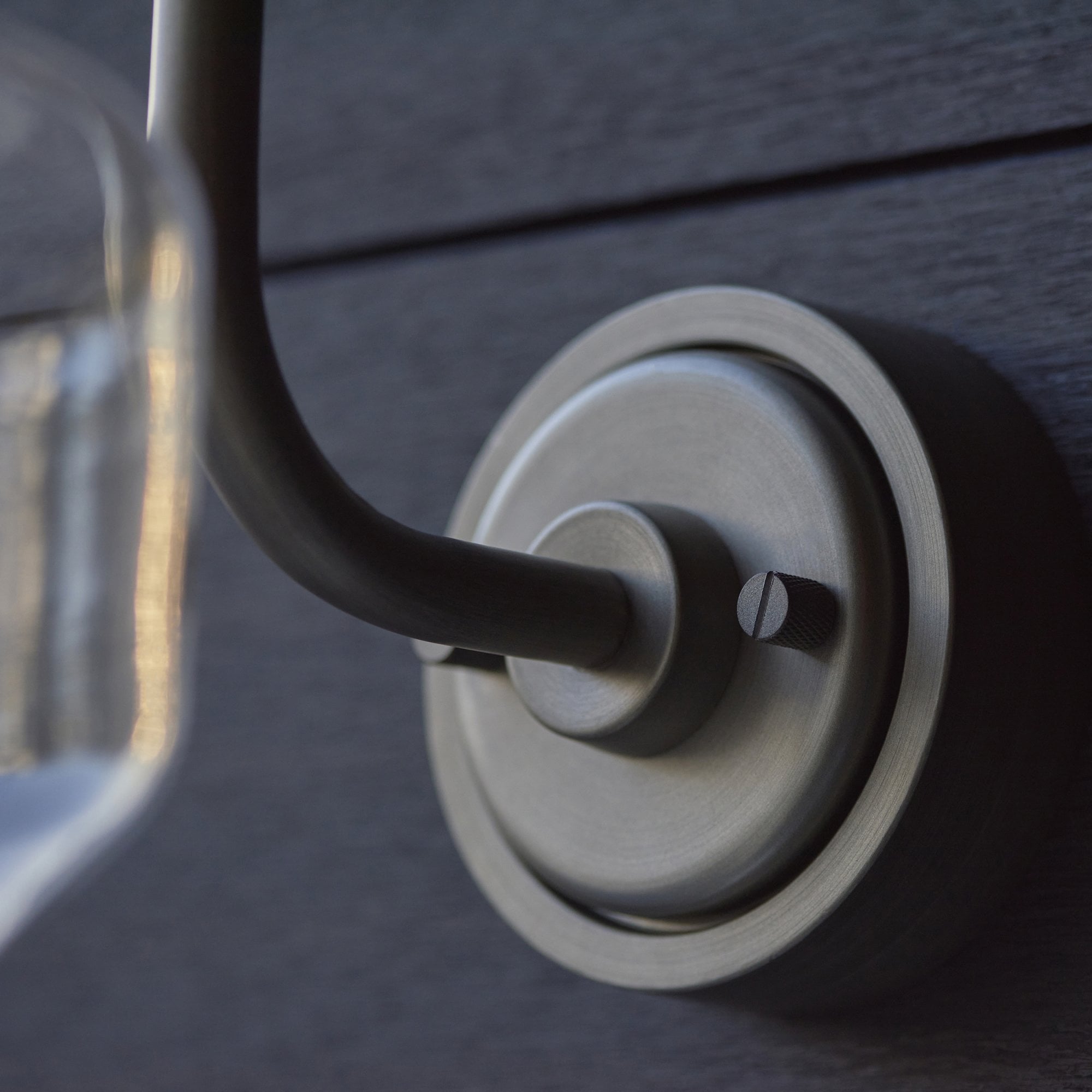 Utopia Amble Swan Neck Single Wall Light - Aged Pewter & Clear Glass