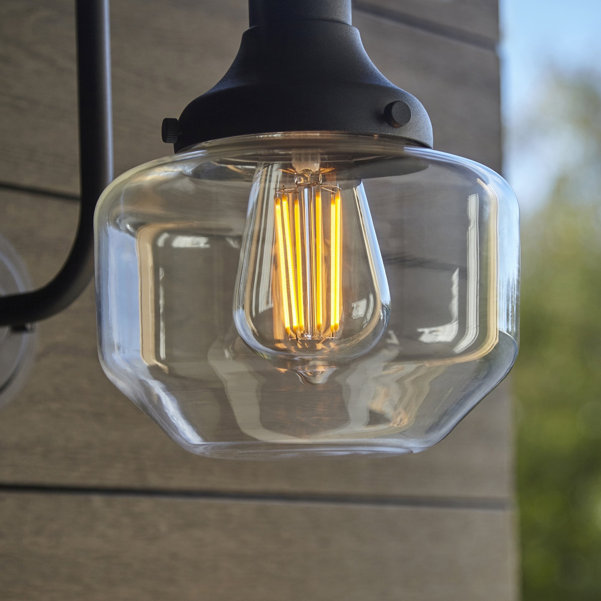 Utopia Amble Swan Neck Single Wall Light - Textured Black & Clear Glass