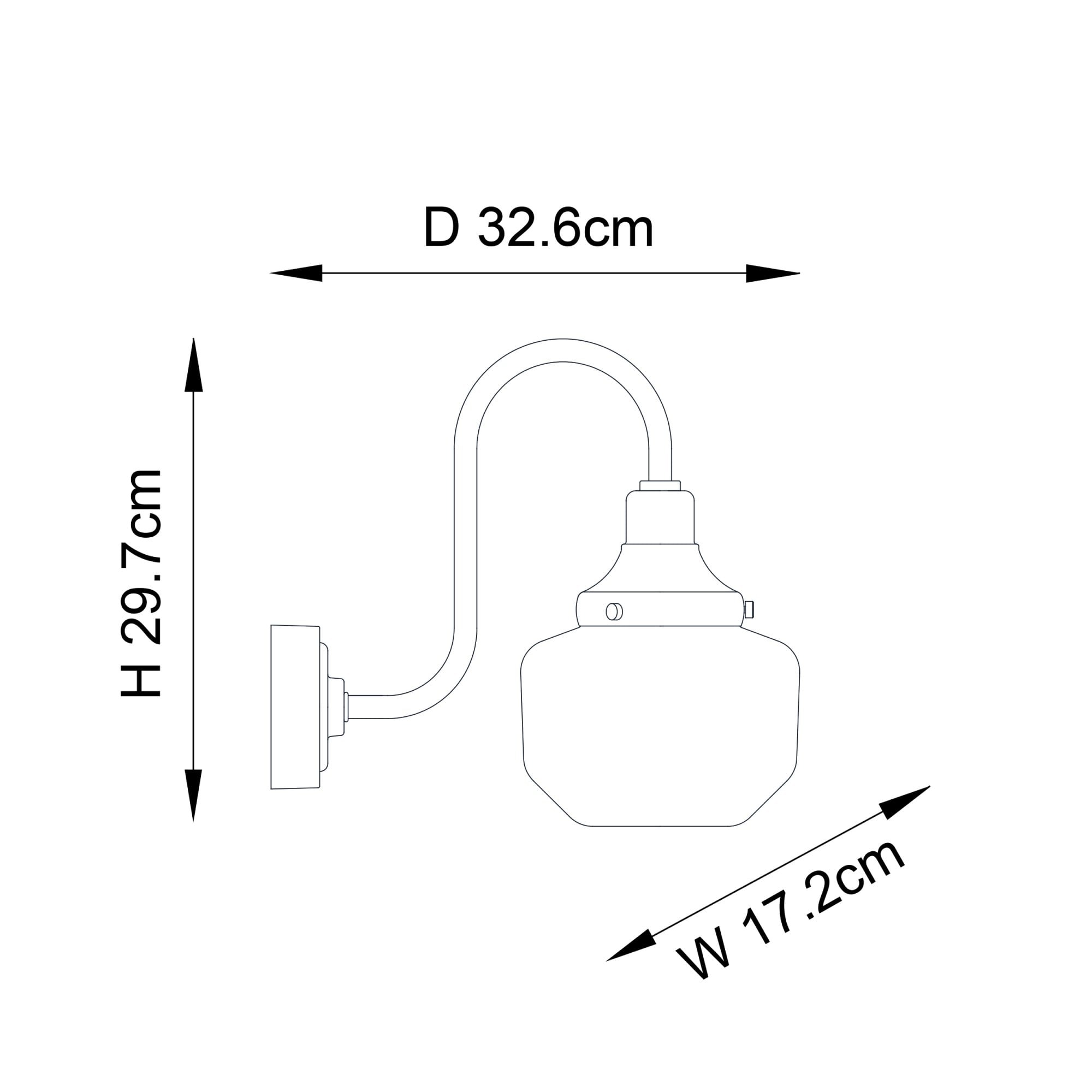 Utopia Amble Swan Neck Single Wall Light - Textured Black & Clear Glass