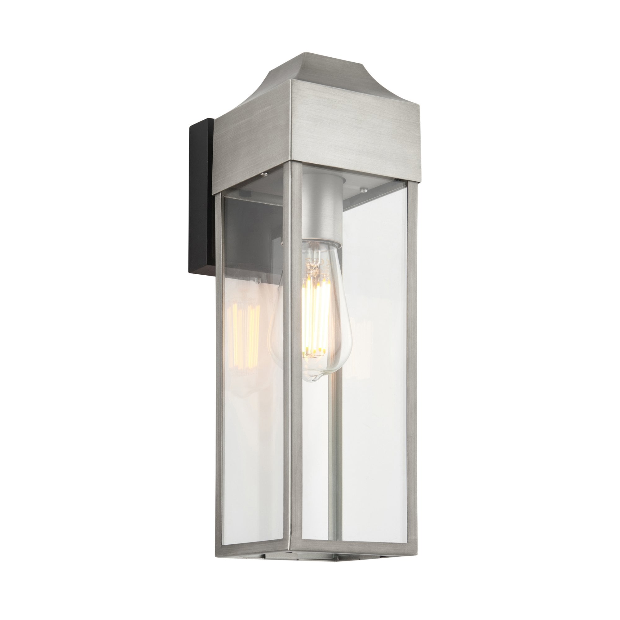 Utopia Alfresco Single Light Wall Lantern - Aged Pewter & Clear Glass