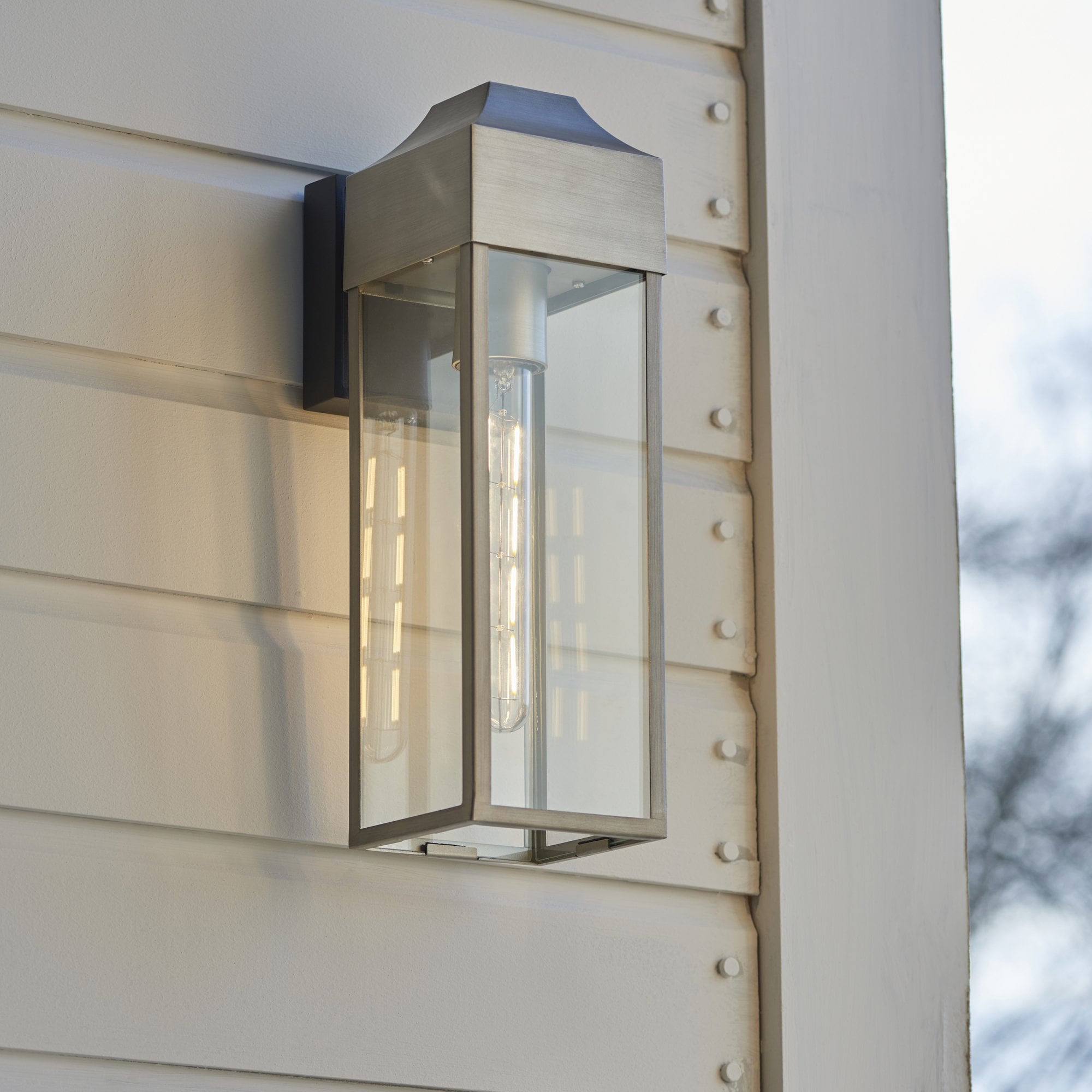 Utopia Alfresco Single Light Wall Lantern - Aged Pewter & Clear Glass