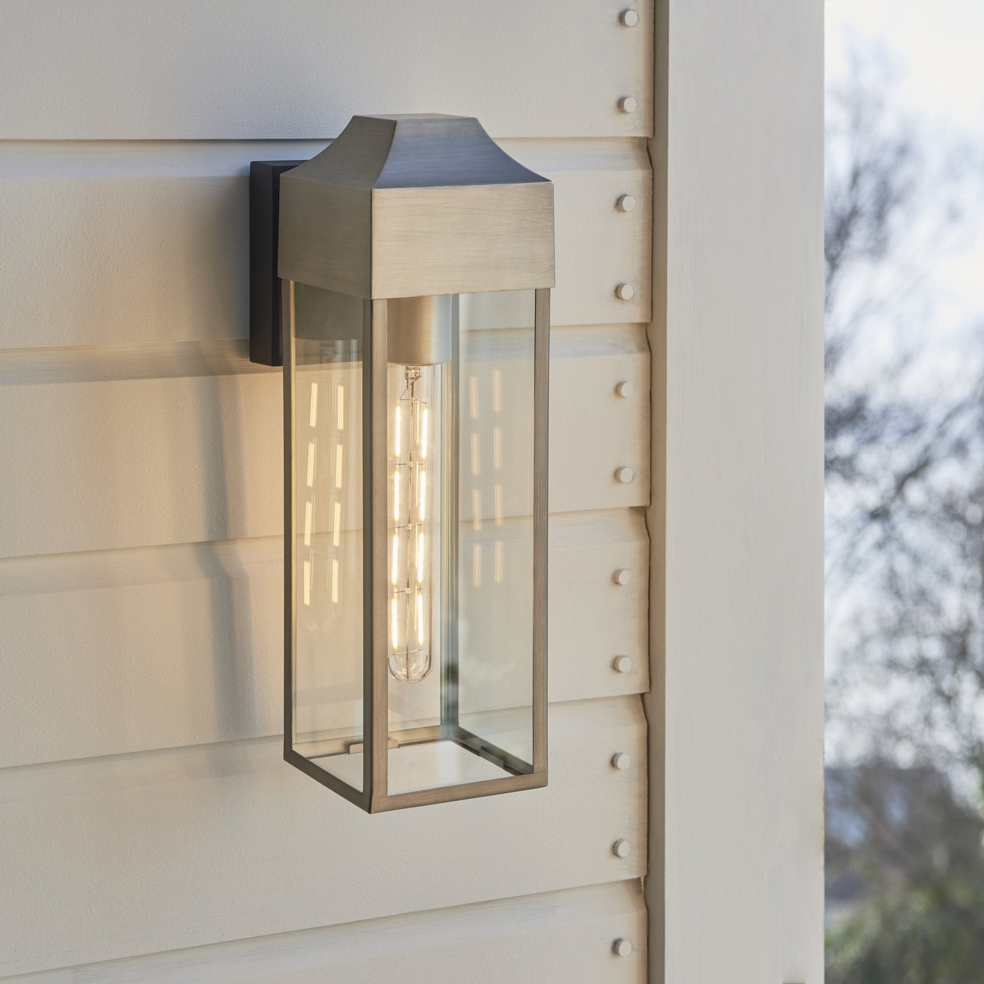 Utopia Alfresco Single Light Wall Lantern - Aged Pewter & Clear Glass