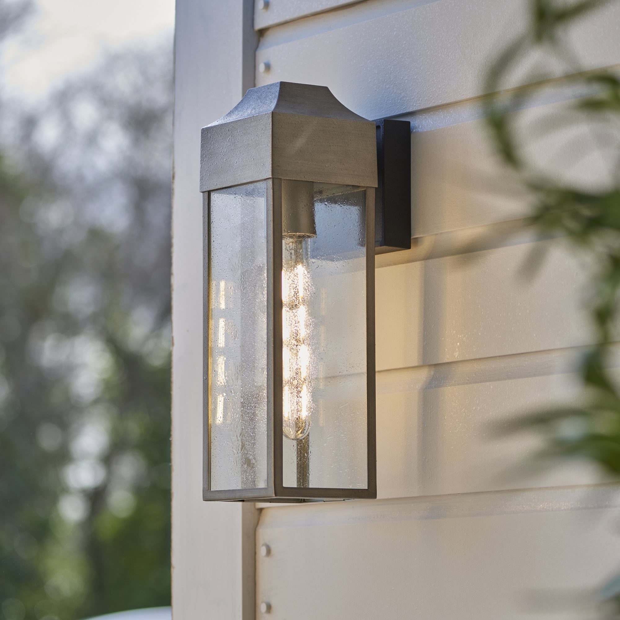 Utopia Alfresco Single Light Wall Lantern - Aged Pewter & Clear Glass