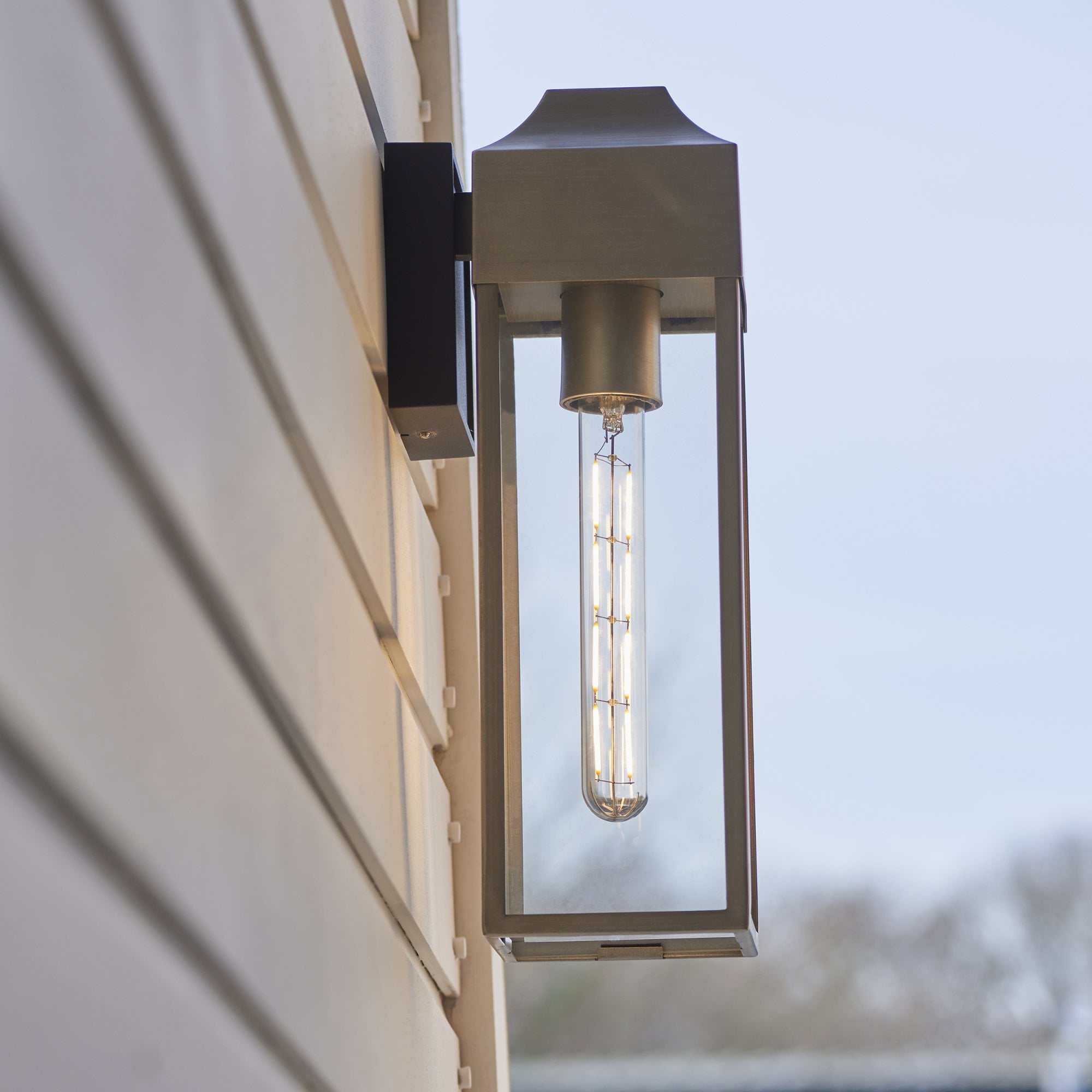 Utopia Alfresco Single Light Wall Lantern - Aged Pewter & Clear Glass